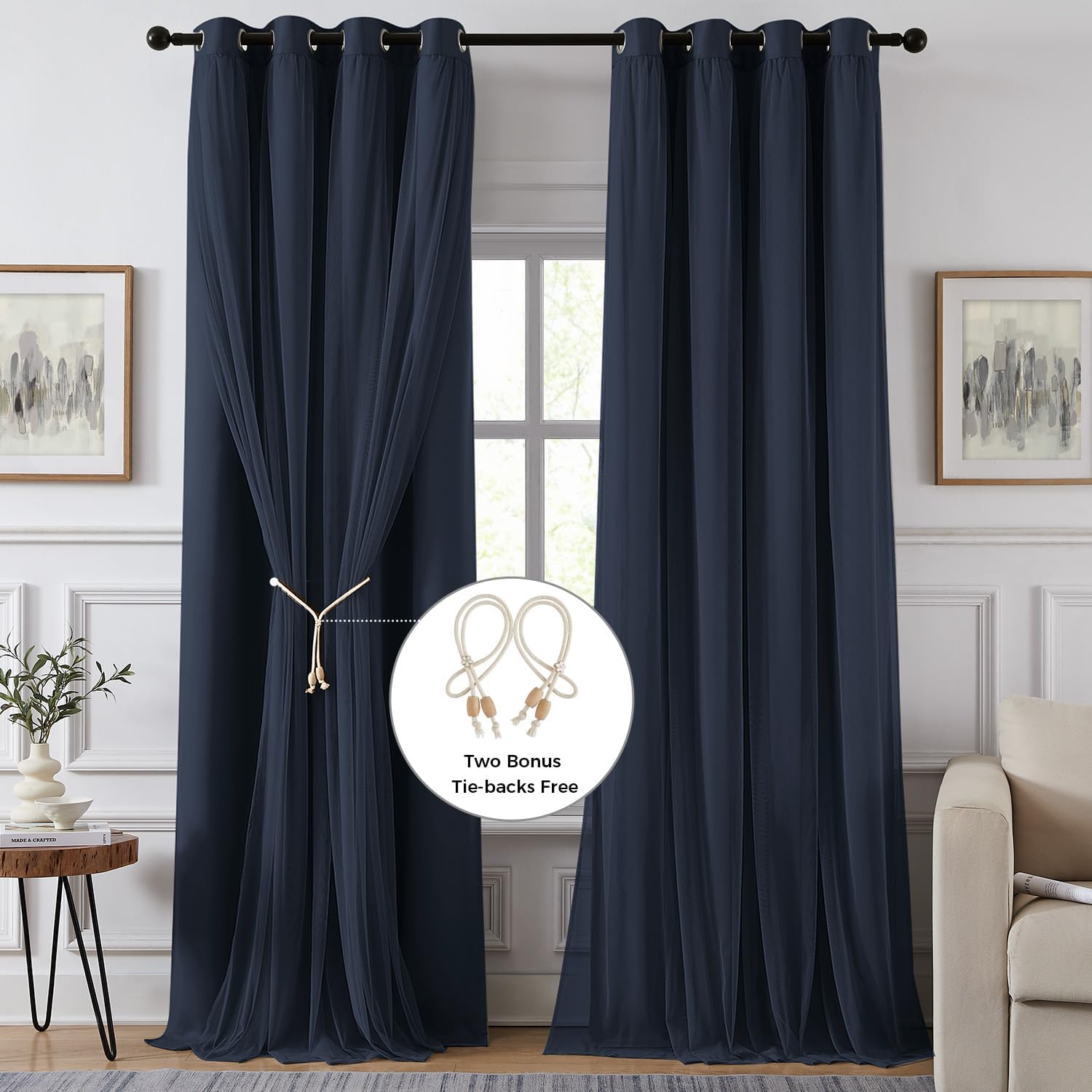 Detalle 2 de Swandream Blackout Curtains 63-inch Length