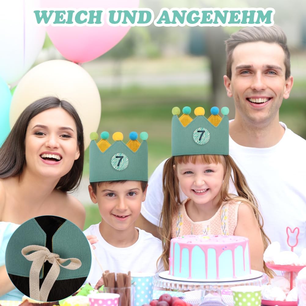 Detalle 2 de URAQT Kinder Geburtstagskrone Grün Gelb