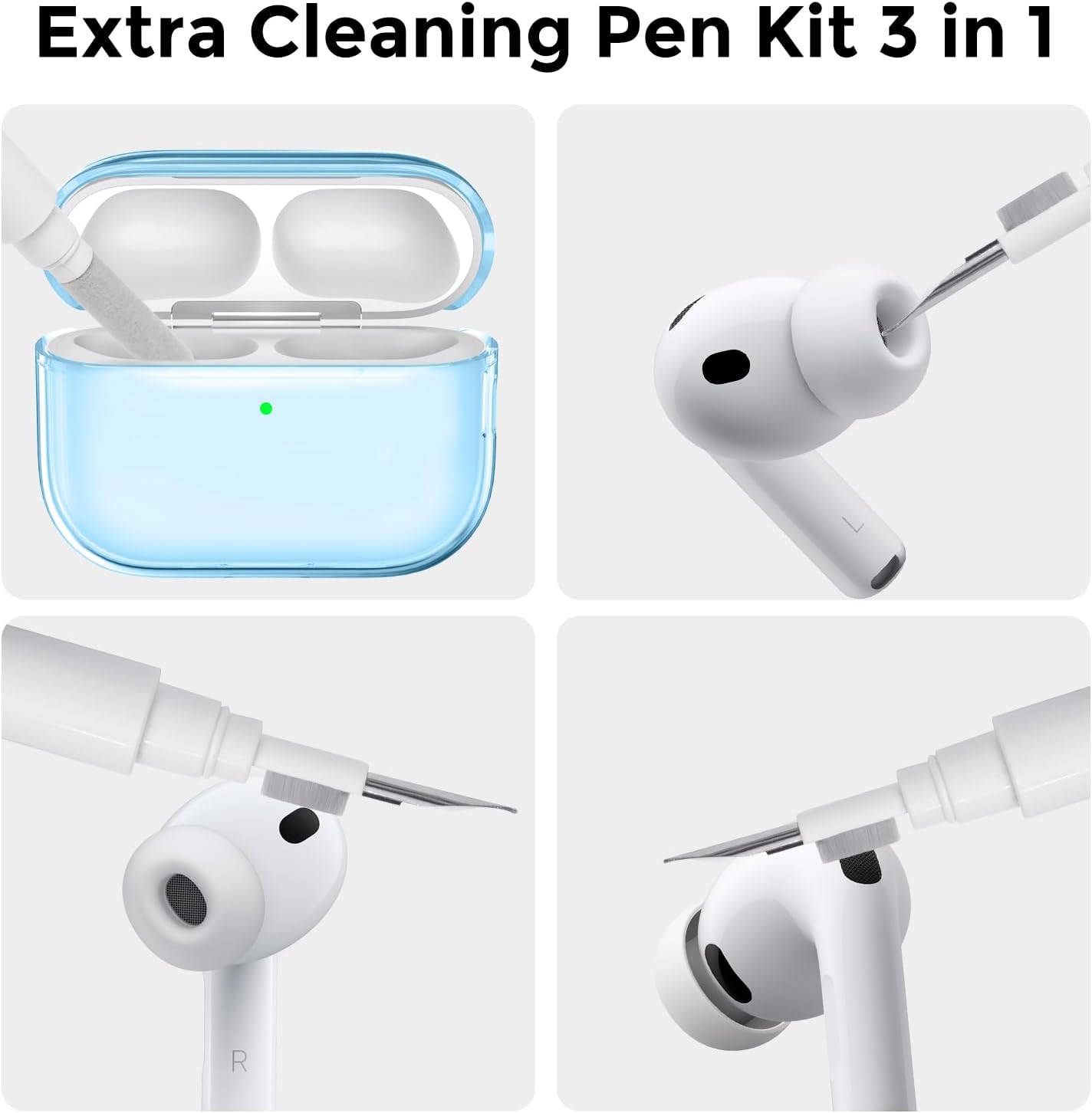 Thumbnail 6 de AhaStyle Clear AirPods Pro 3 Case Cover (2025) with Anti-Yellowing Soft TPU Skin and Cleaner Kit