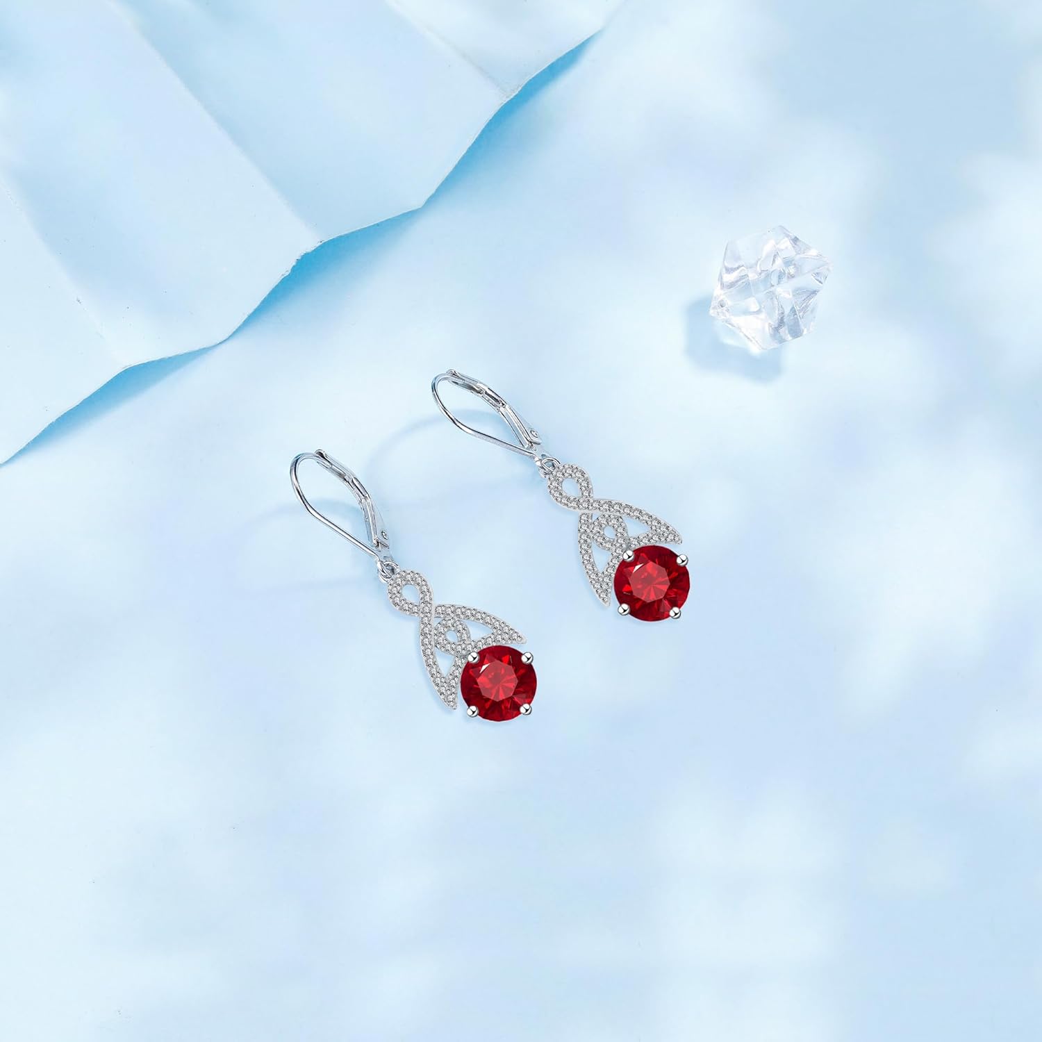 Detalle de J.MOULING Herz Ohrringe Damen – 925 Sterling Silber mit Zirkonia, elegantes Herzdesign