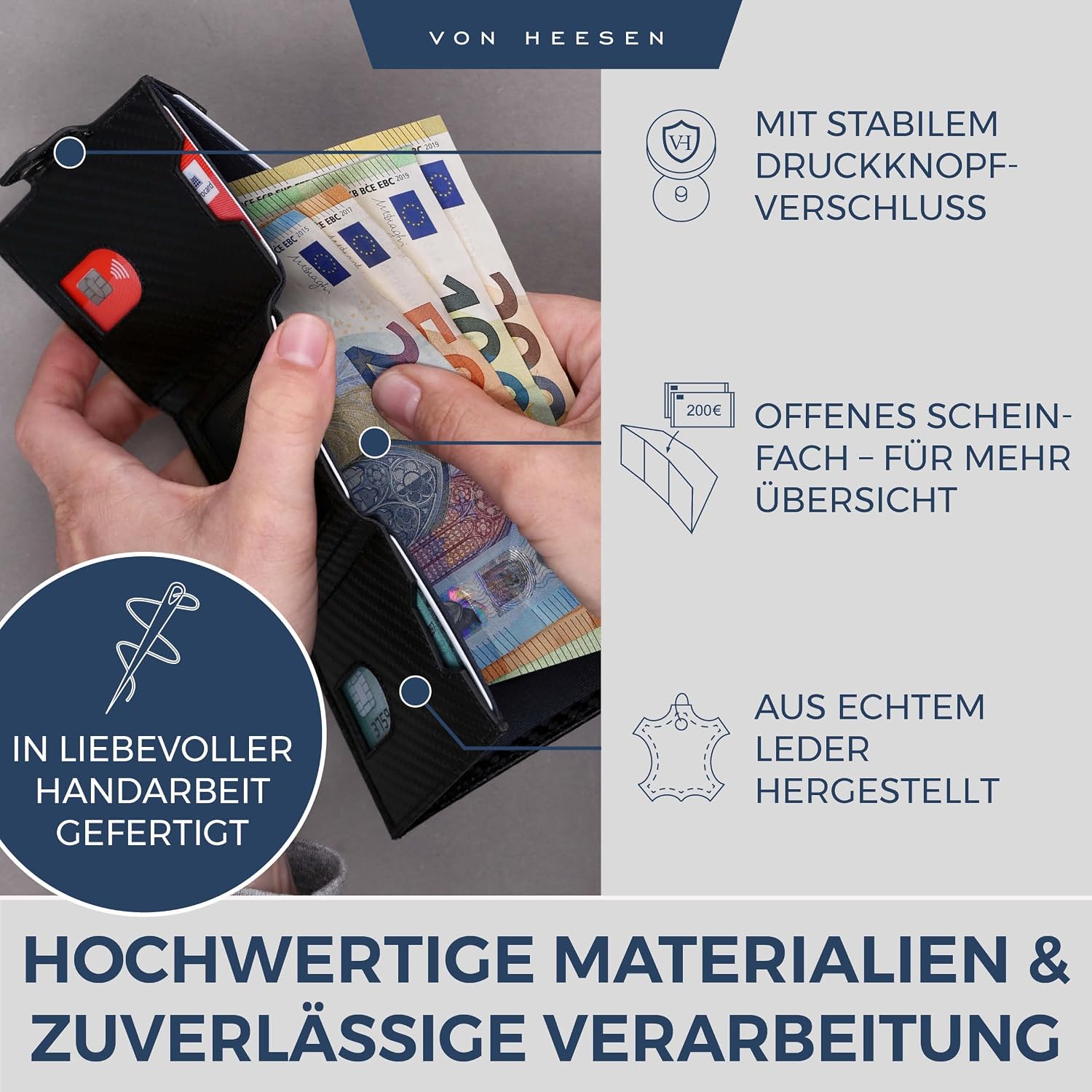 Thumbnail 4 de VON HEESEN Slim Wallet 9 x 7 x 1,5 cm 👛