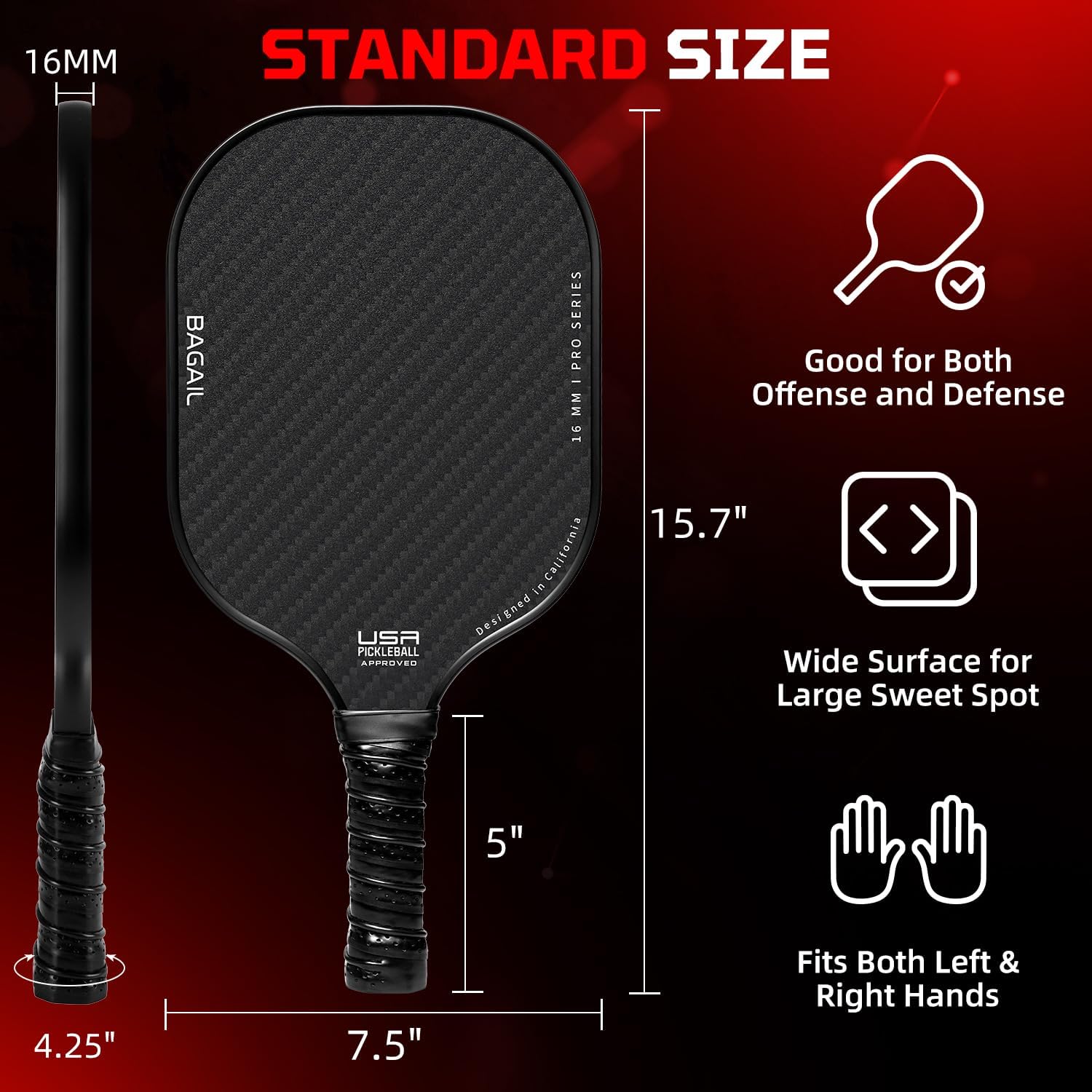 Thumbnail 5 de BAGAIL Pickleball Paddle Set, USAPA-Approved Fiberglass, 4 Balls and Carry Bag