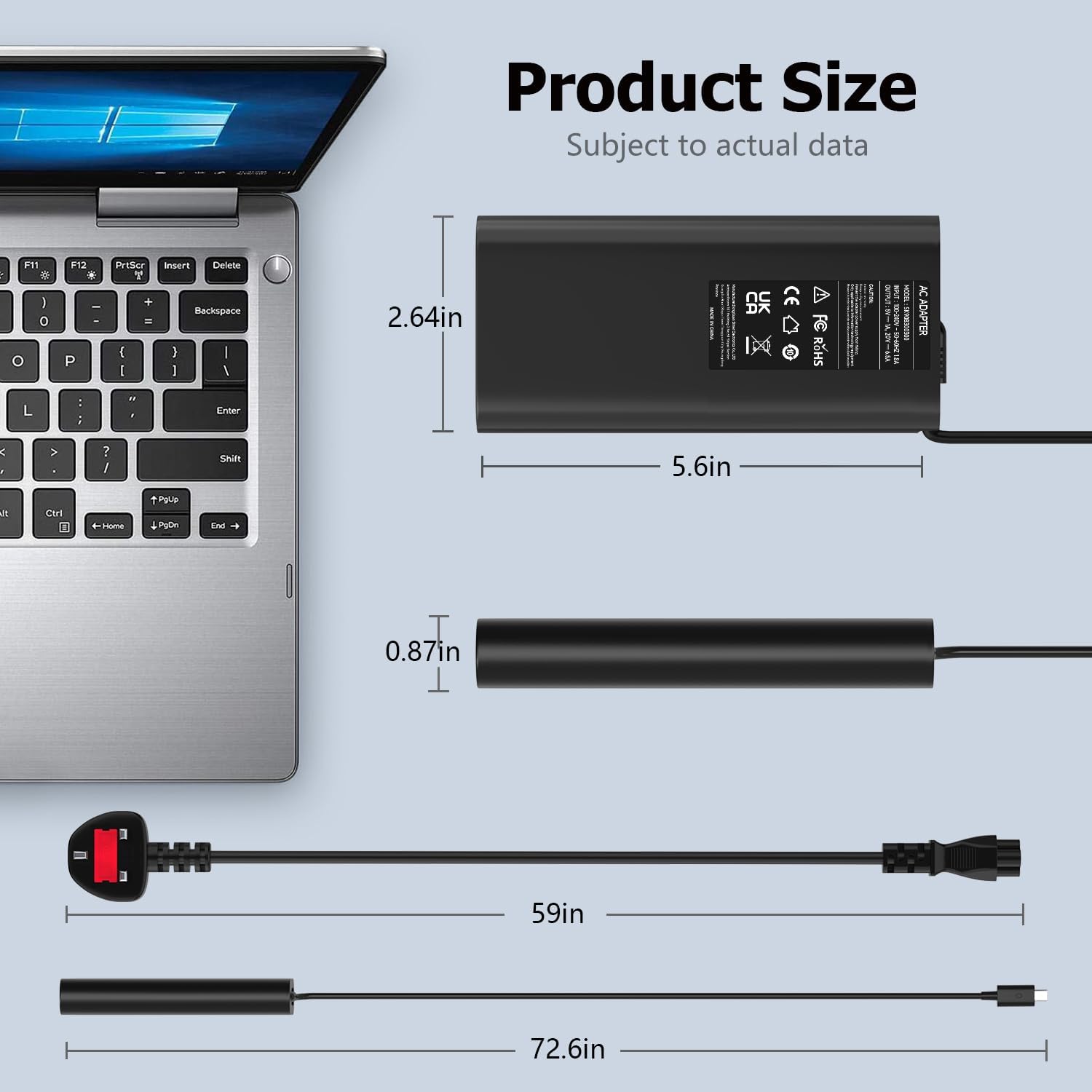Thumbnail 6 de 130W USB-C Laptop Charger (Type C) compatible with Dell XPS & Precision models – 20V 6.5A