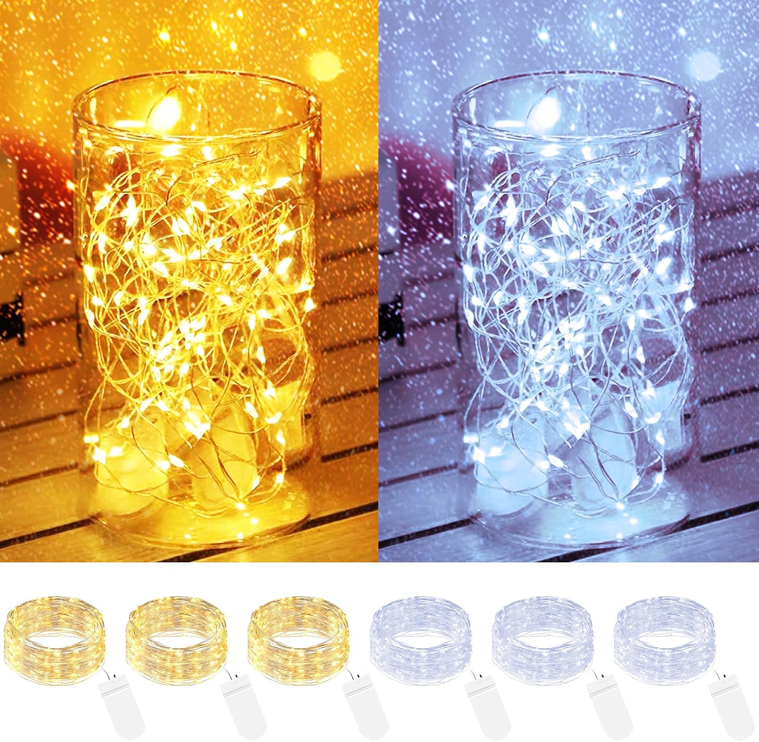 Thumbnail 6 de btfarm 16er Set Mini-Lichterkette mit Batterie, 20 LED pro Kette, 2 m Silberdraht (blau)