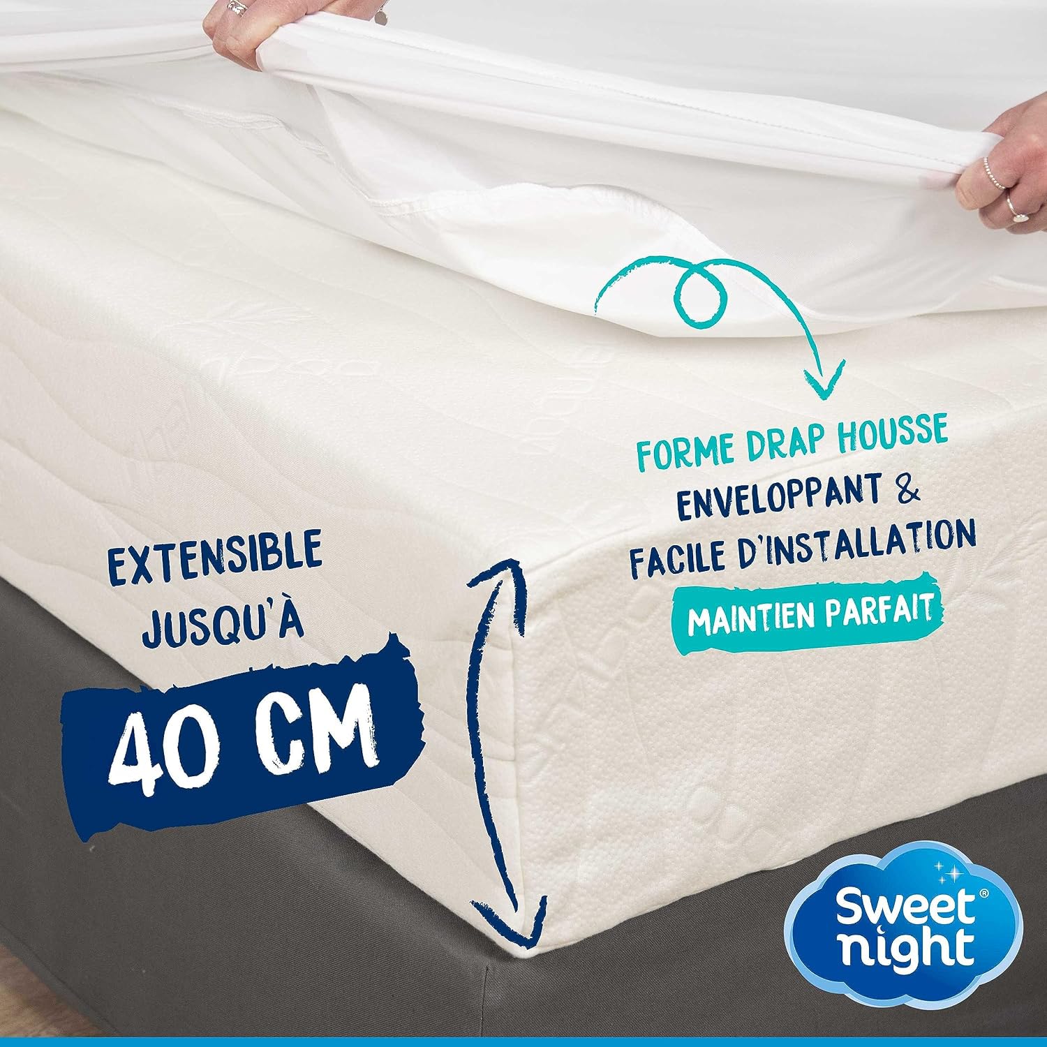 Detalle 2 de SWEET NIGHT Protège matelas 160x200x40 cm
