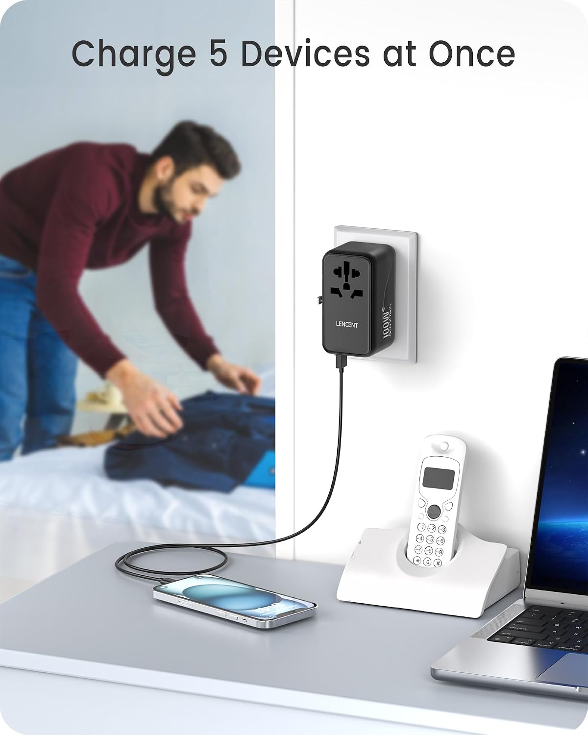 Thumbnail 6 de LENCENT Reiseadapter 100 W GaN3 mit QC4,0