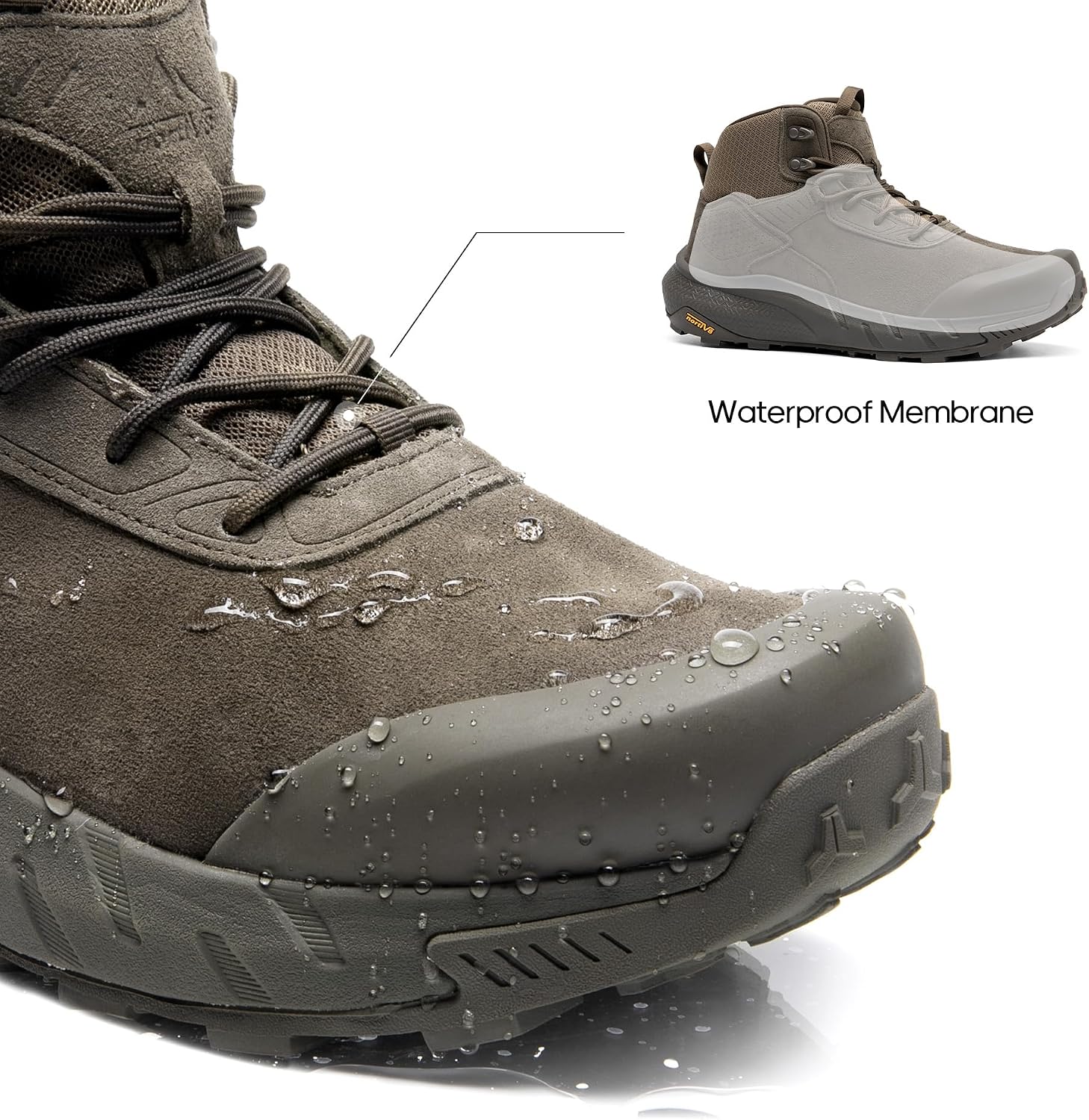 Thumbnail 4 de NORTIV 8 Men's Waterproof Military Tactical Work Boots — Leather, Non-Slip & Lightweight