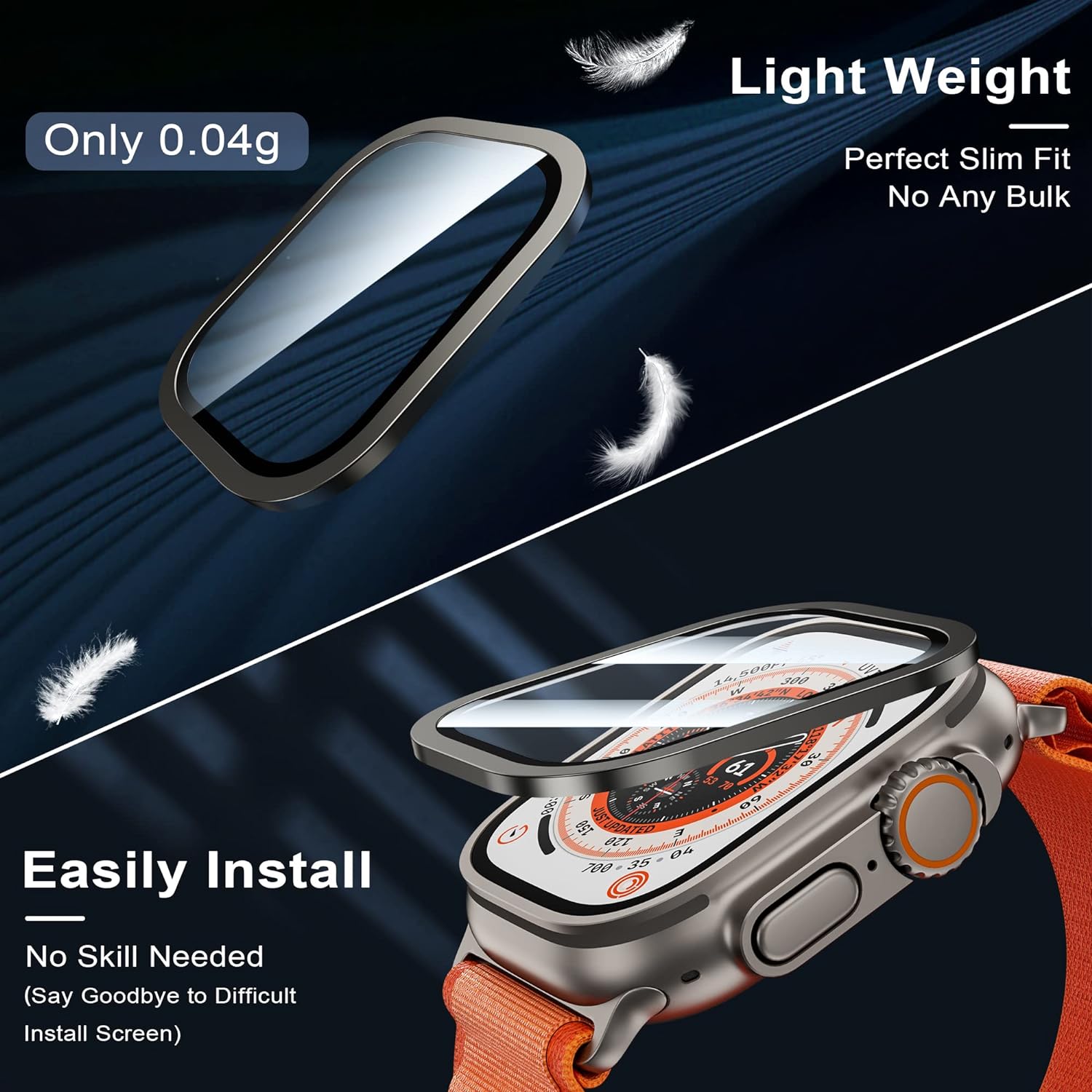 Thumbnail 4 de WSKEN Screen Protector for Apple Watch Ultra 3/2: 49mm 9H Tempered Glass with Titanium Alloy Frame