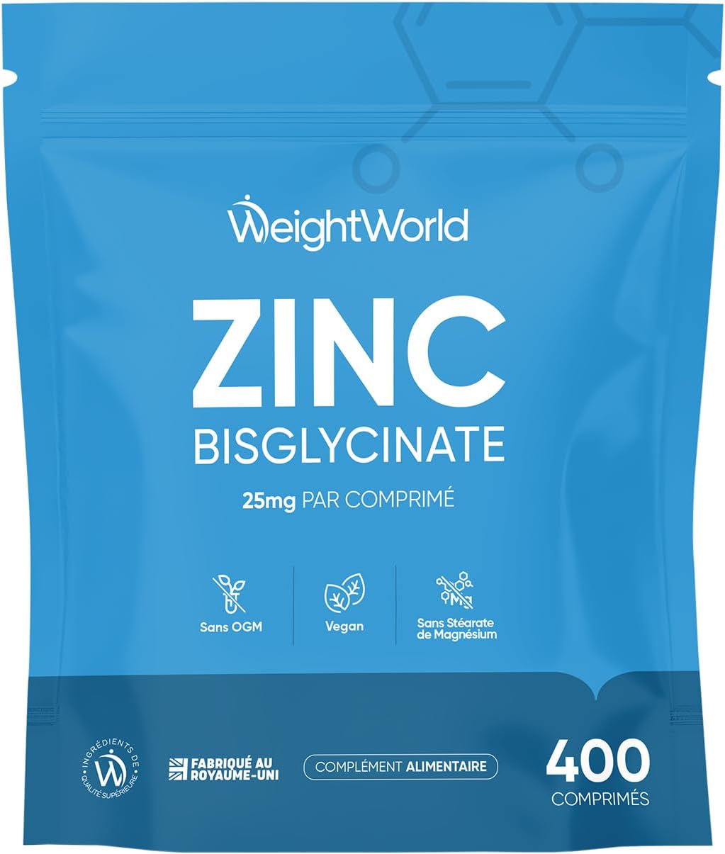 Detalle de WeightWorld Zinc Bisglycinate 400 comprimés Vegan