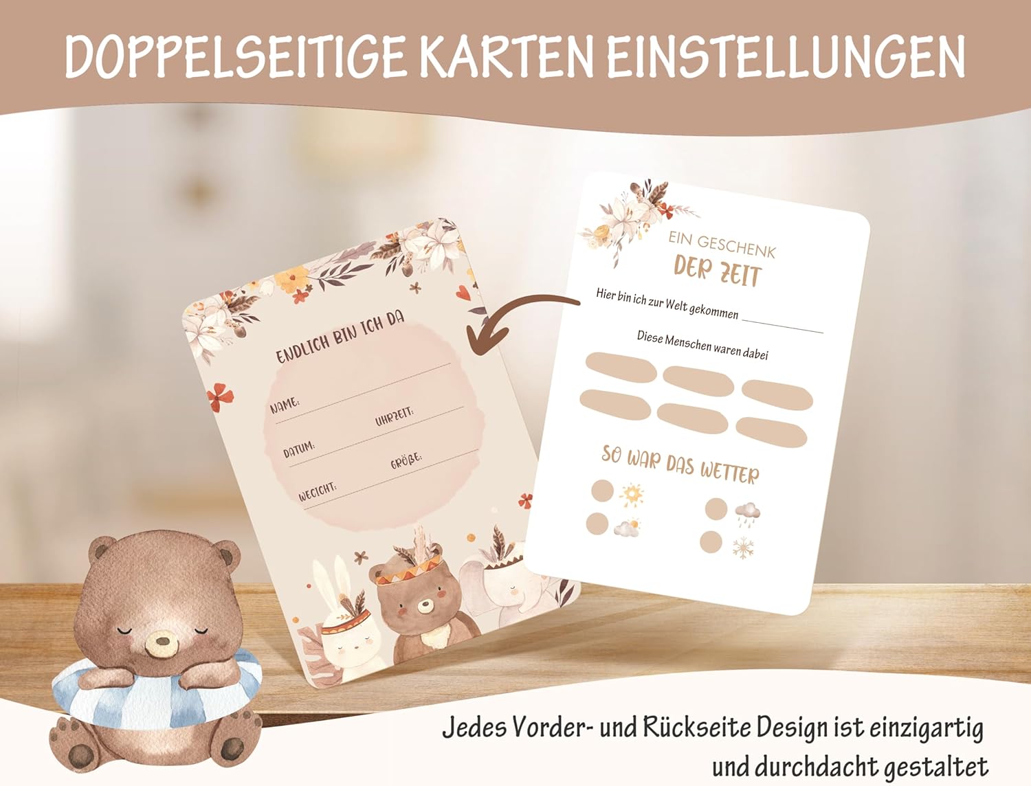 Thumbnail 4 de 50 Meilensteinkarten Baby – Boho Stil mit Geschenkbox