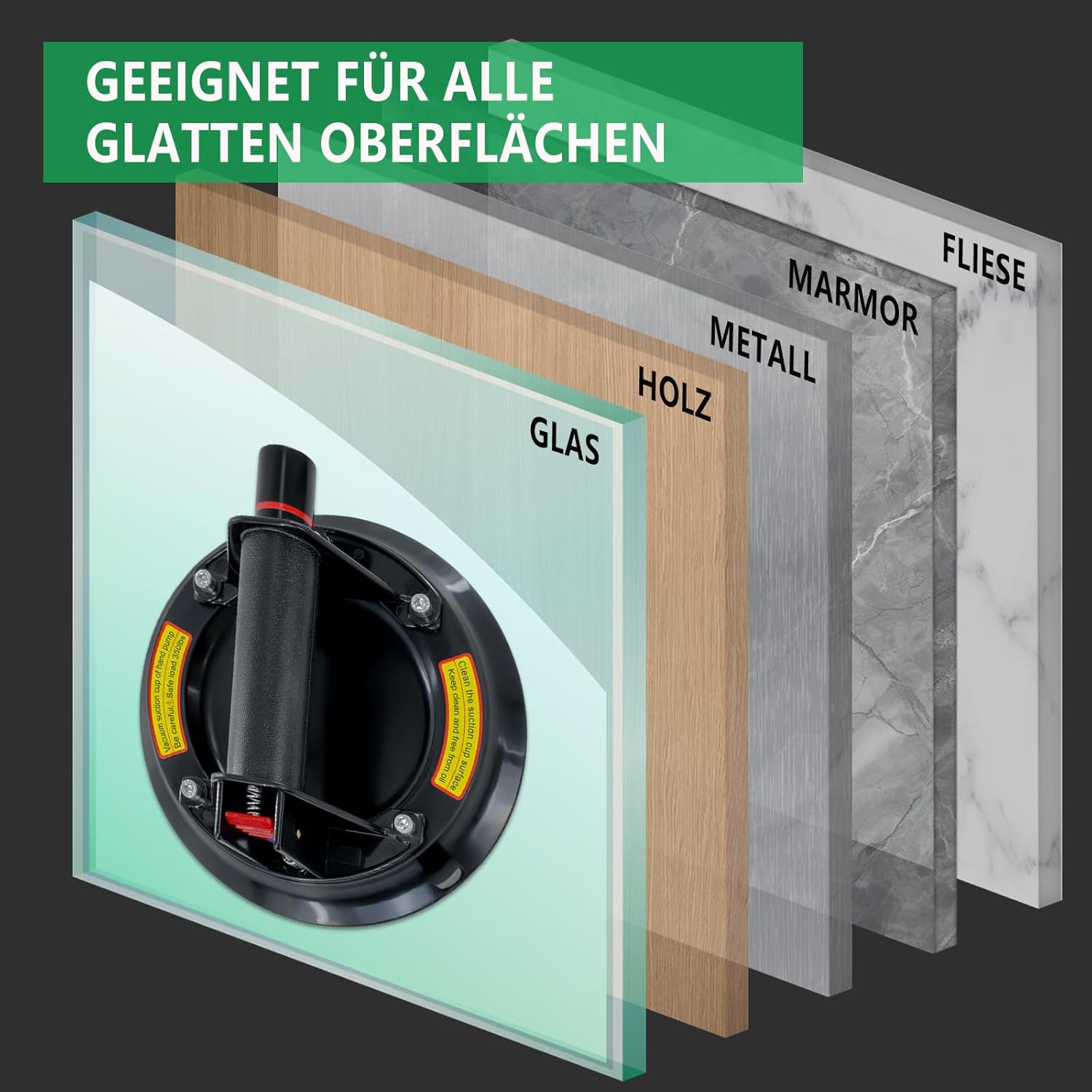 Thumbnail 4 de 2er-Set Fliesensauger, Glasheber und Vakuumheber | Hebt Glastafeln, Fliesen, Marmor bis 200 kg
