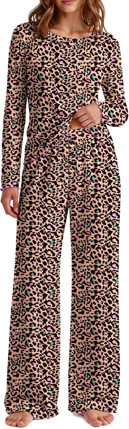Detalle de Ekouaer Women's Pajama Set, Pointelle Knit