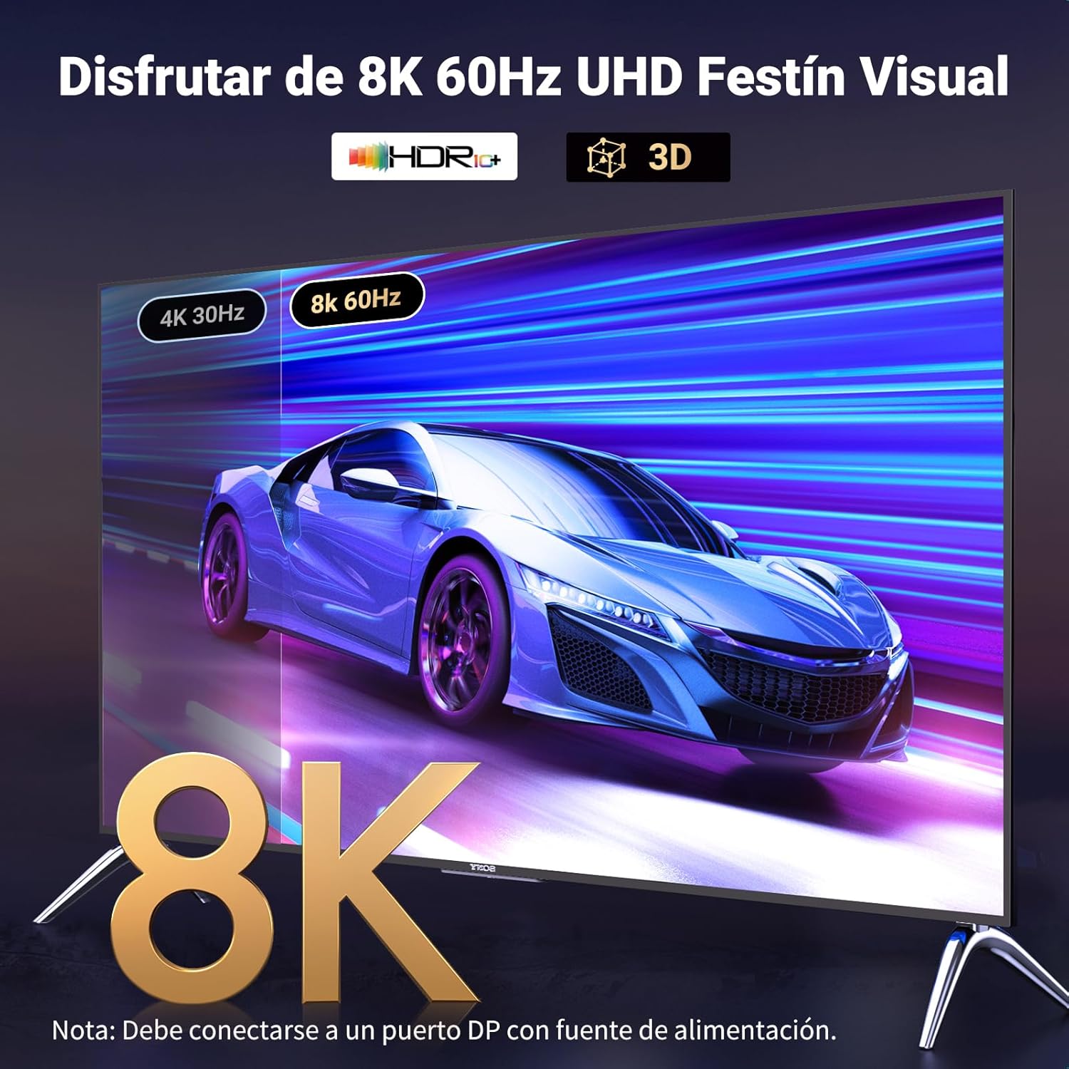 Detalle 2 de UGREEN Cable DisplayPort 1.4 a HDMI 2.1 8K - 📺 2M