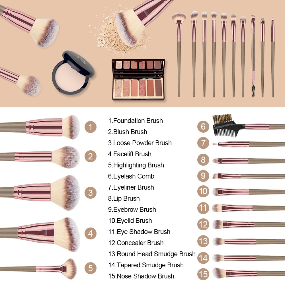 Detalle de Vicloon Pinselset Makeup 15 Stück