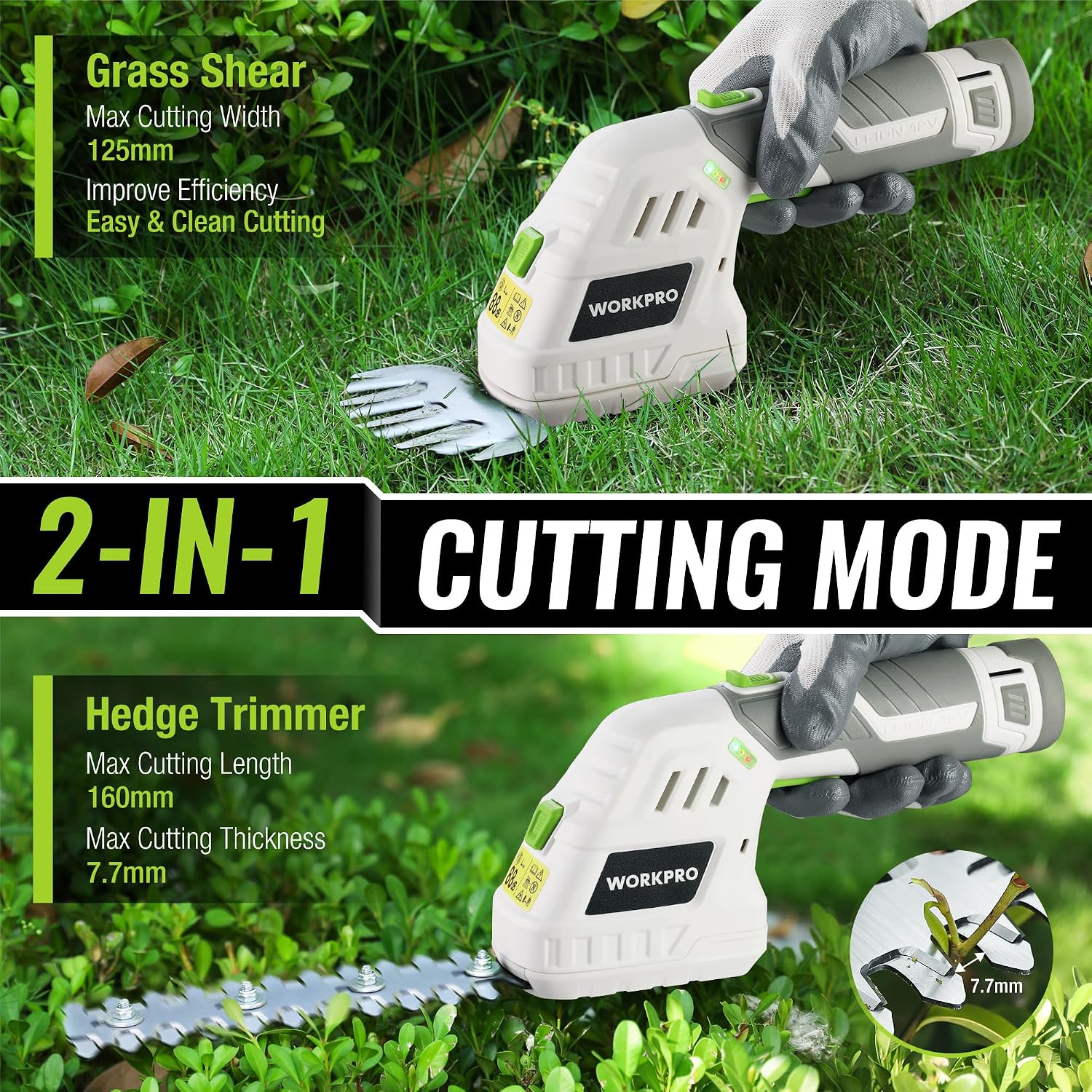 Detalle 2 de WORKPRO Tagliasiepi 12V 2-in-1
