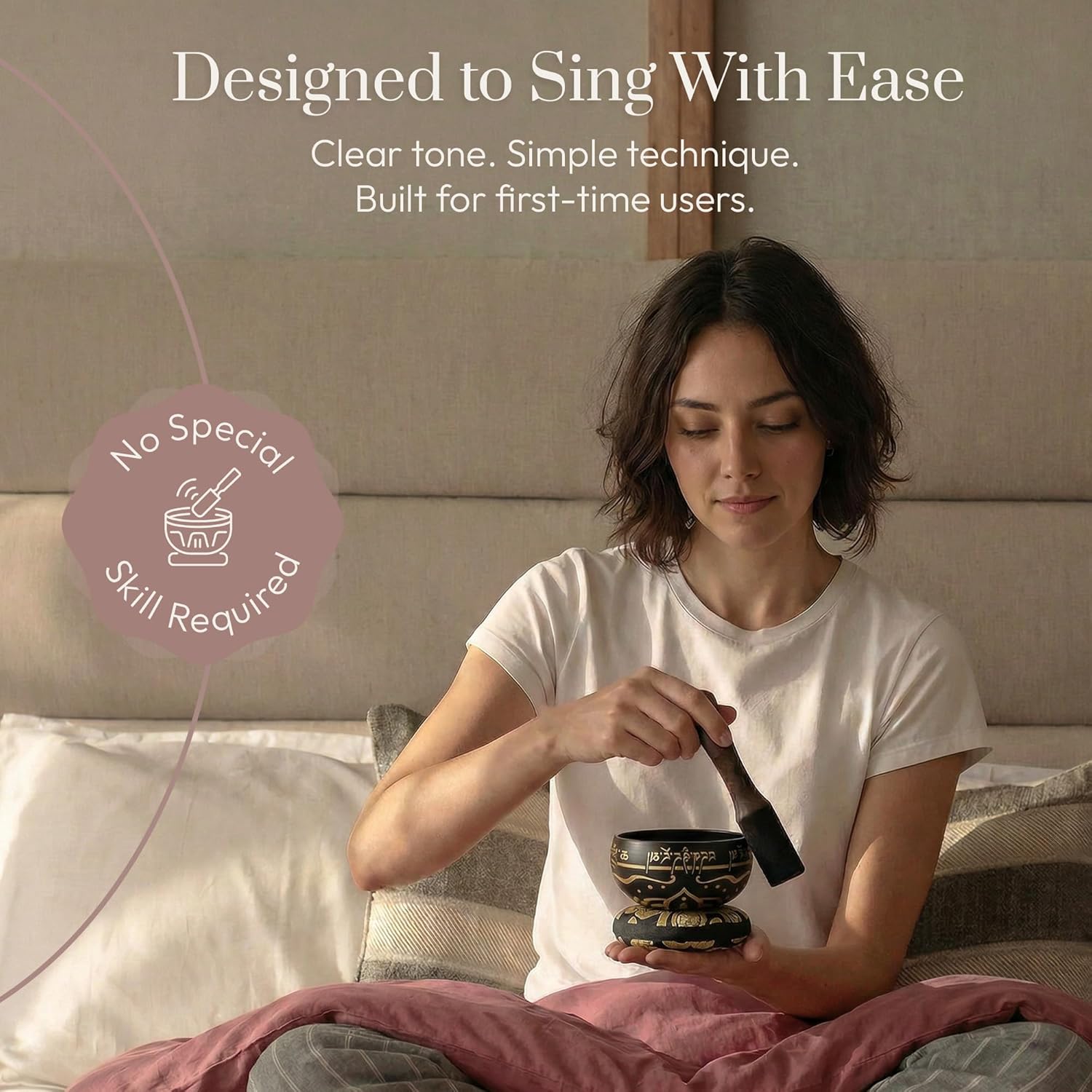 Detalle 2 de Silent Mind Singing Bowl Set, Tibetan Bell Metal Bowl with Cushion and Mallet