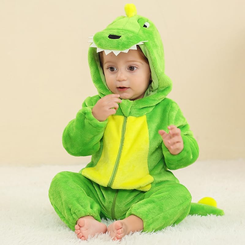 Detalle 1 de Dream cosplay Baby Flannel Animal Costume, Hooded Button-Front One-Piece
