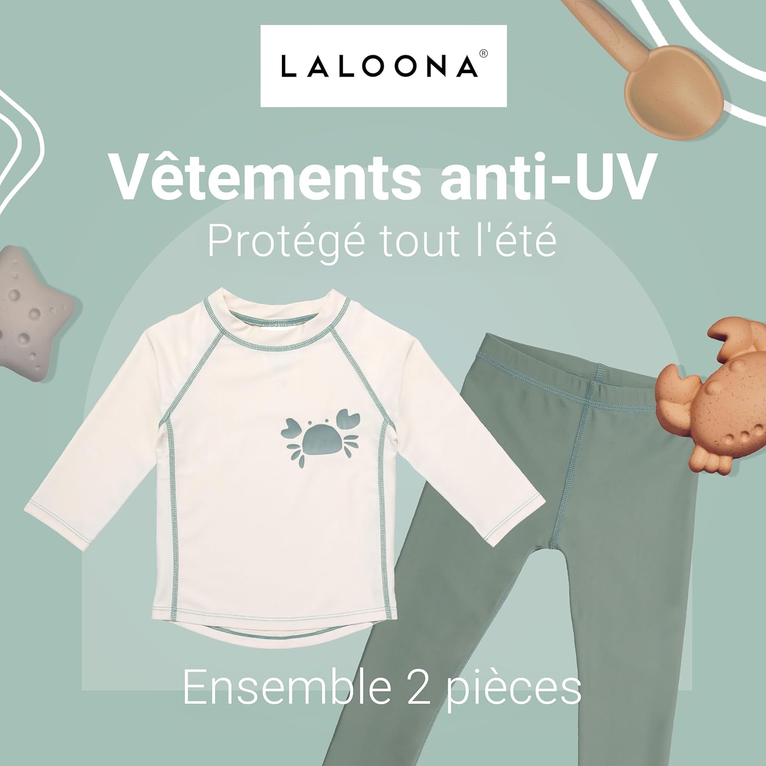 Thumbnail 1 de LaLoona Combinaison anti-UV bébé (2 pièces) : T-shirt UV manches longues + short de bain UPF 80+