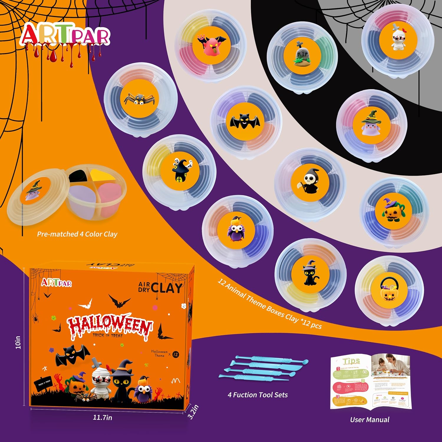 Detalle 2 de ARTPAR air-dry clay kit, 12 boxes
