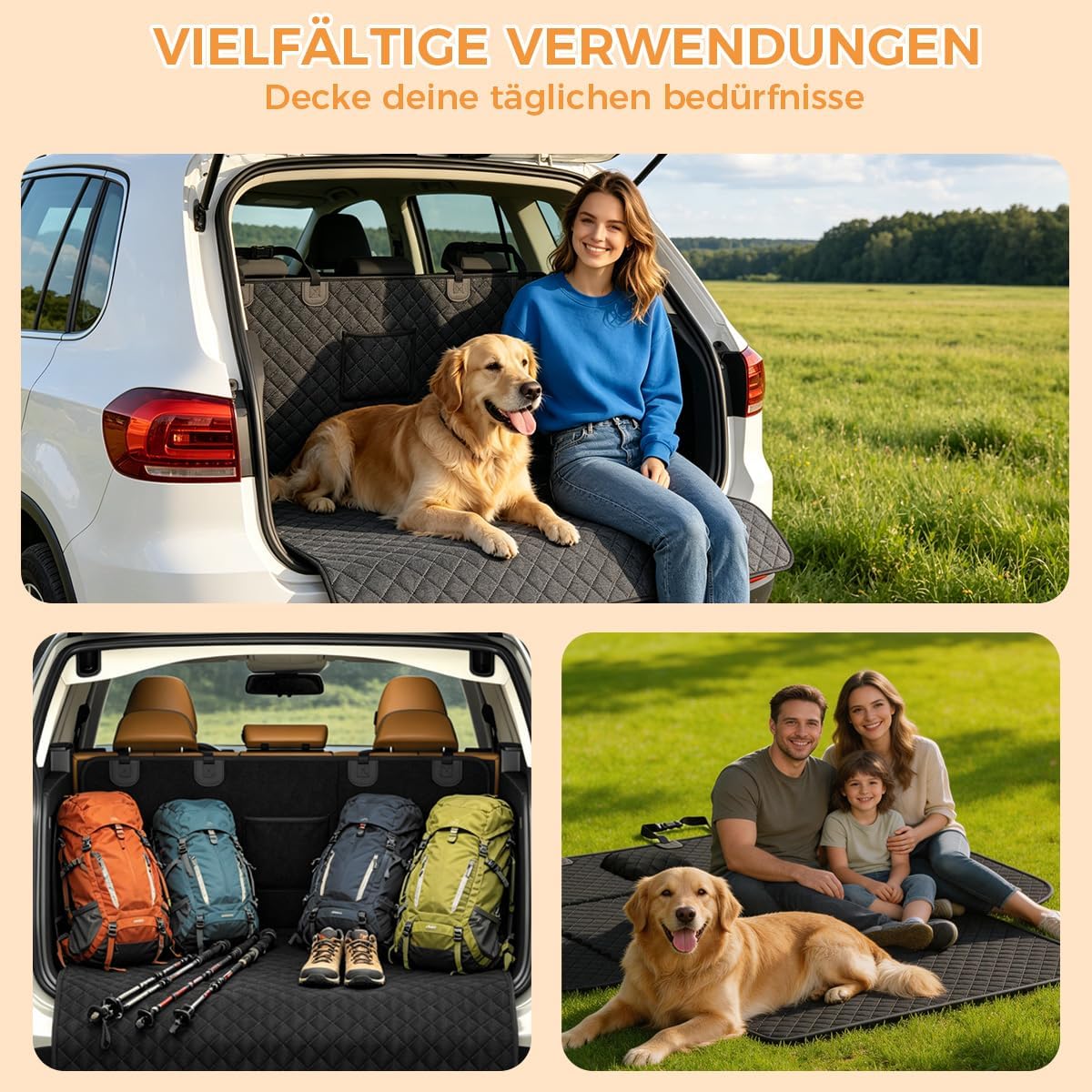 Detalle de BMaoBBo Hundedecke Auto Rückbank 135x60 cm – wasserdicht, kratzfest und 300 Pfund Traglast