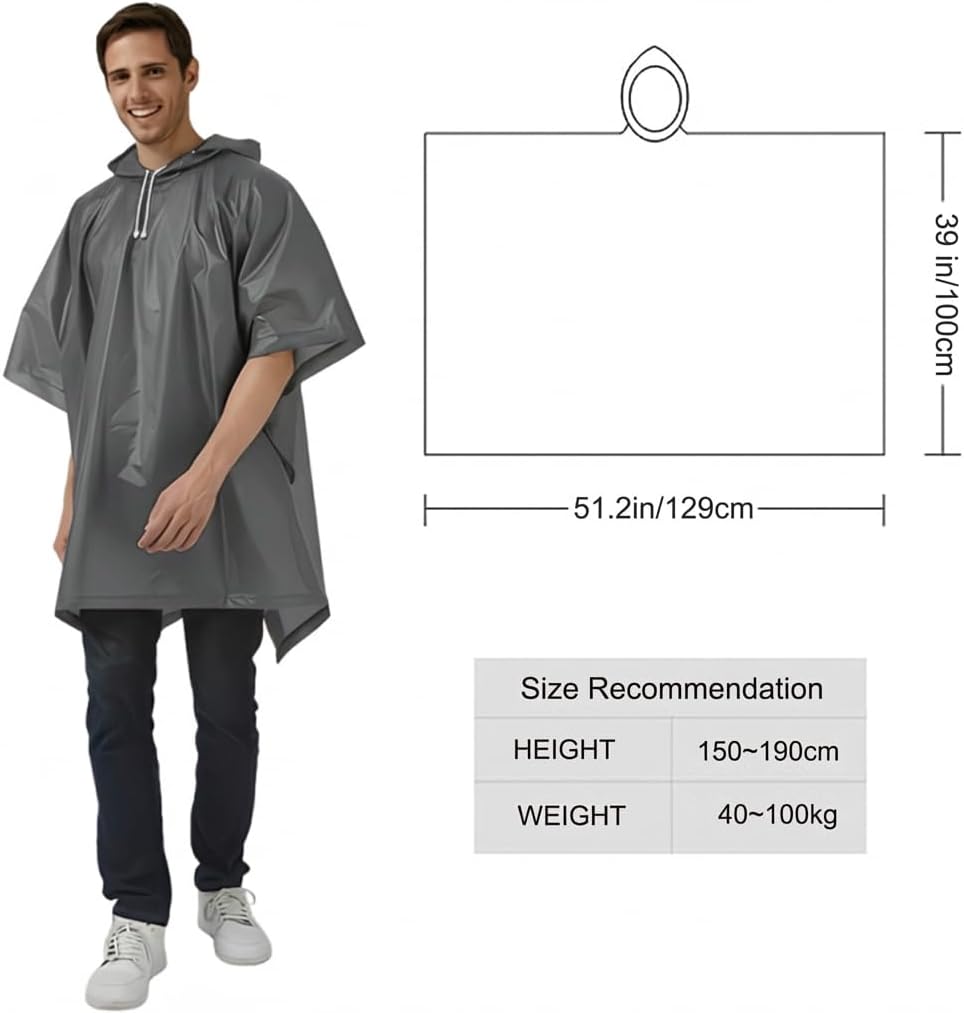 Detalle 2 de UPSEN Regenponcho Regenmantel – 2er-Set, wasserdicht, atmungsaktiv, EVA, für Damen und Herren