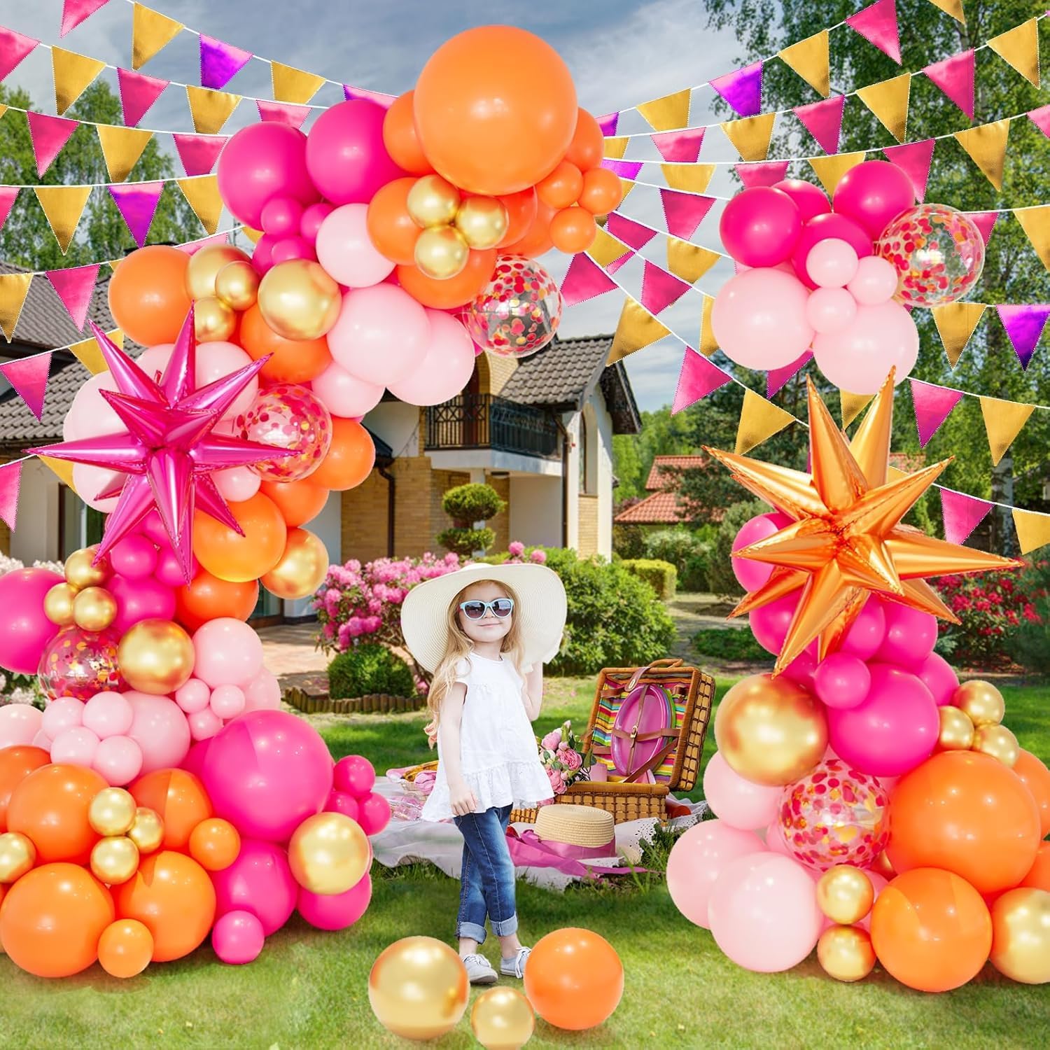 Detalle 2 de Pink Orange Balloon Garland Arch Kit – 146pcs for Summer Parties