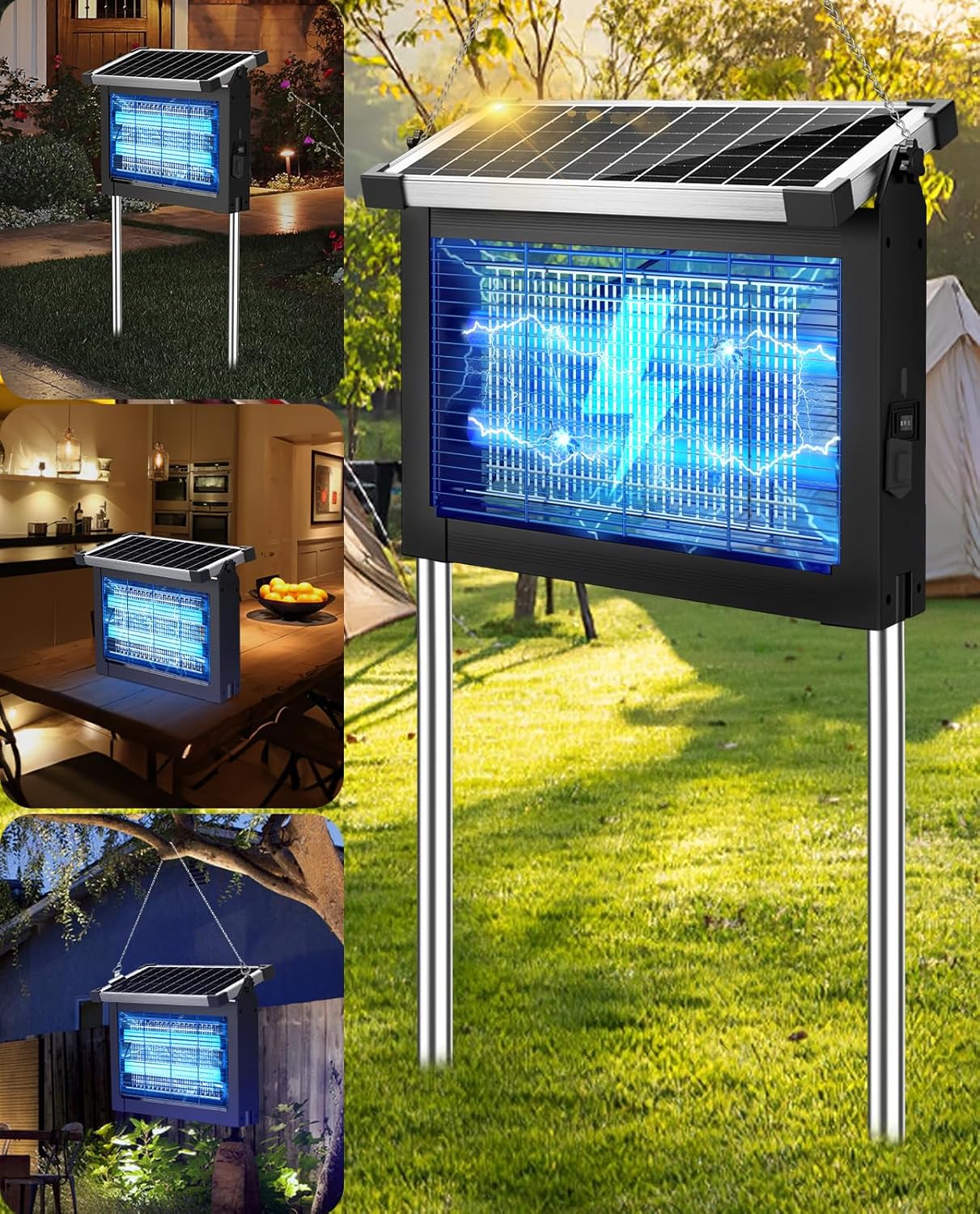 PhatroyYee Solar Insect Zapper: 4-in-1 Outdoor/Indoor Mosquito Killer for Patio, Garden, and Camp