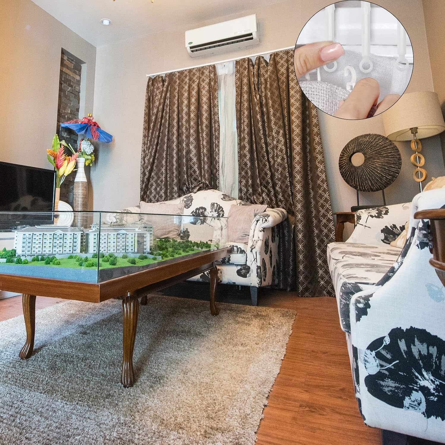 Thumbnail 2 de OLaiXin 50 Pack Curtain Track Hooks & Gliders (Plastic) – White, for Old Tracks