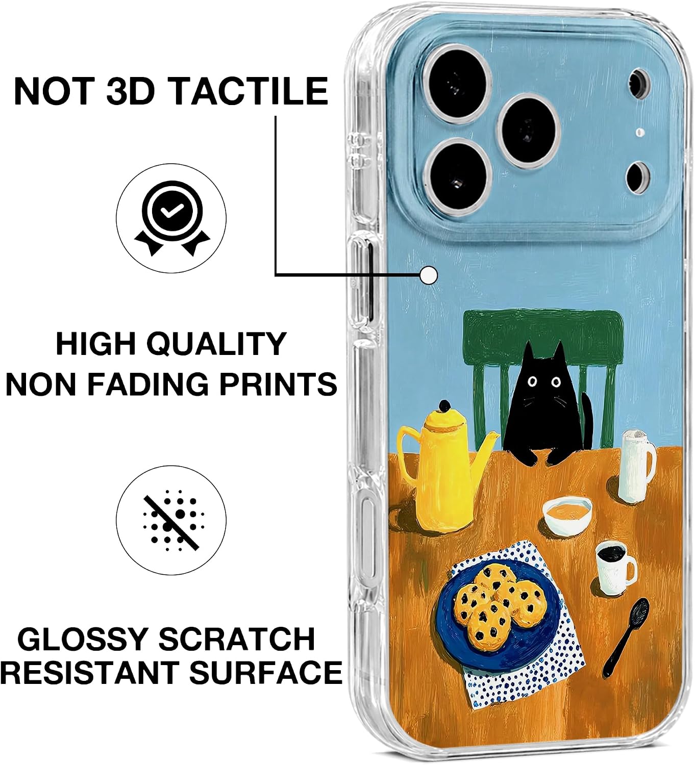 Detalle 2 de GEQCDBN iPhone 17 Pro TPU Case with Cat Afternoon Tea Print