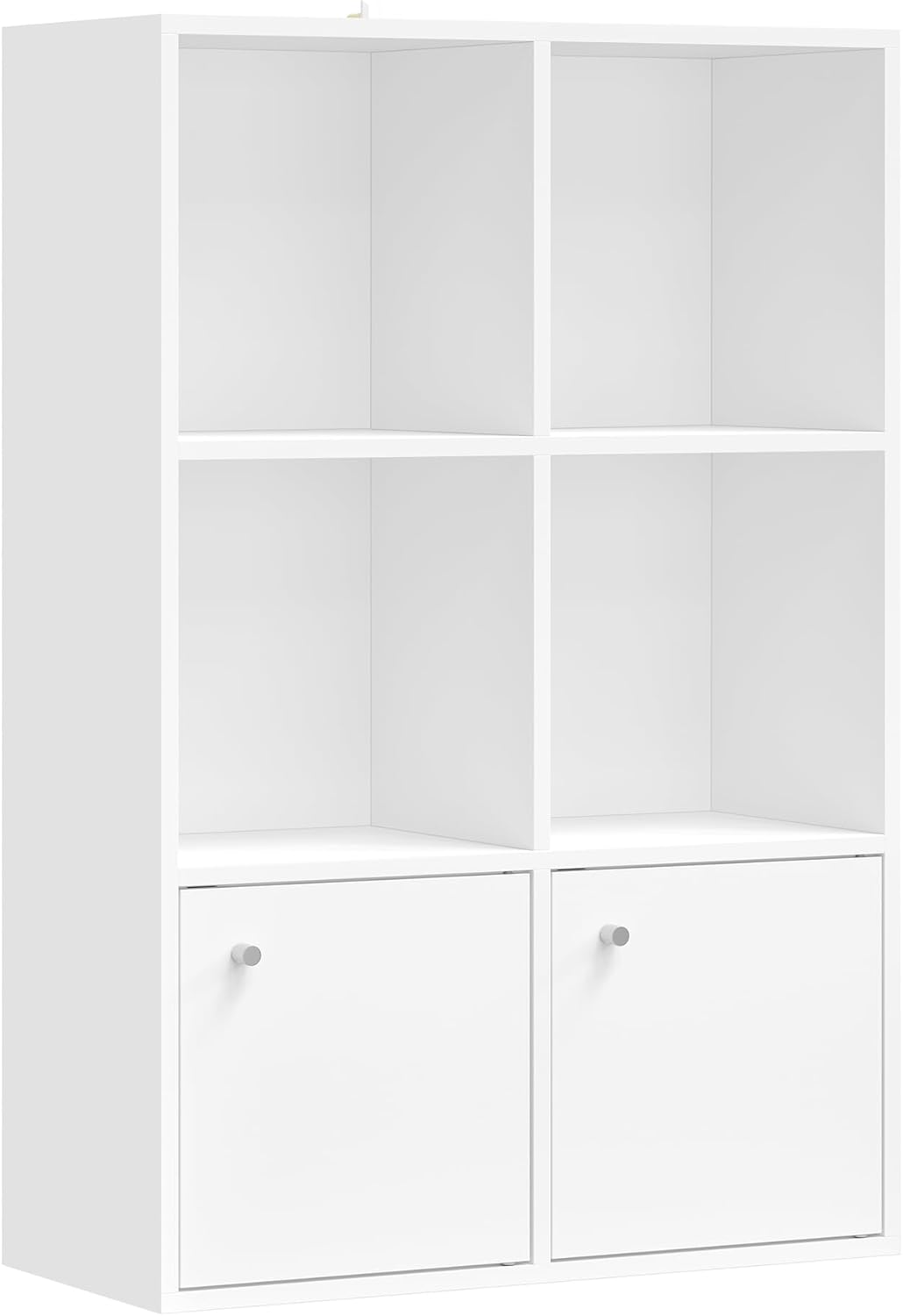 Detalle de VASAGLE Libreria LBC506WB01: Scaffale a 3 Ripiani in Bianco Nuvola con Ante, 29 x 65,8 x 97,8 cm