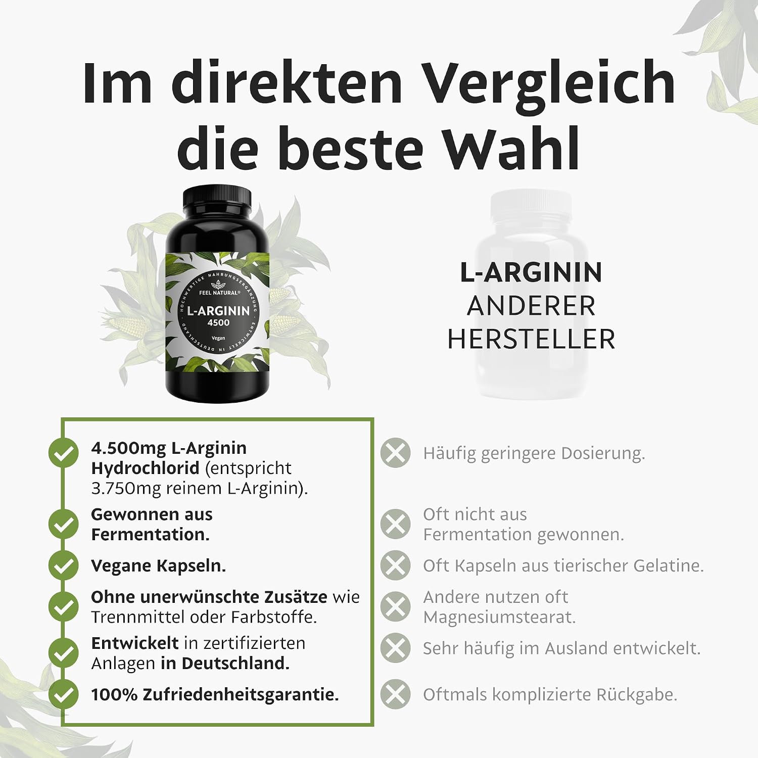 Detalle de L-Arginin 4500 mg vegane Kapseln 💊