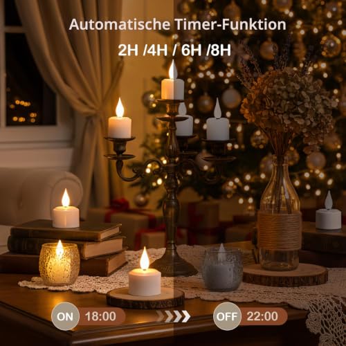 Thumbnail 4 de yunsheng 12er Magnetische Wiederaufladbare Teelichter mit Fernbedienung, Timer und Ladestation
