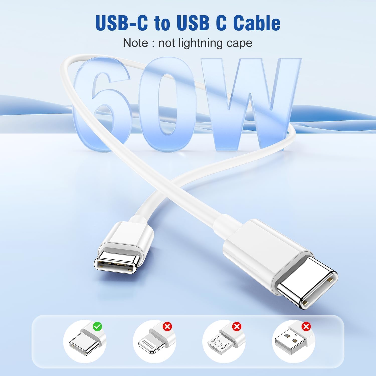 Thumbnail 2 de iPhone 17 16 15 Fast Charger 20W 2M Cable 2Pack