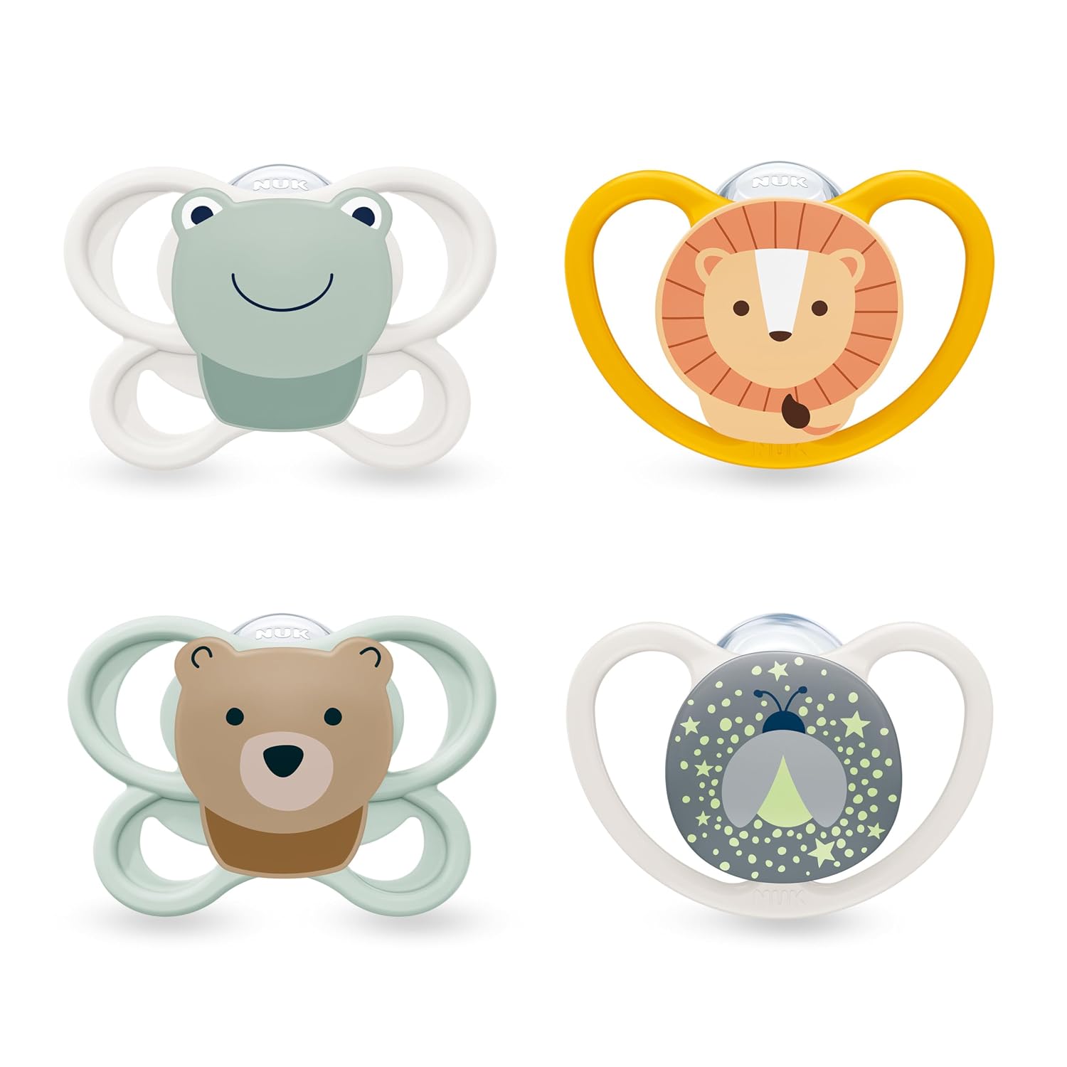 NUK Perfect Match Air Day & Night Schnuller 0–6 Monate – 4er-Pack, leuchtend & hautfreundlich