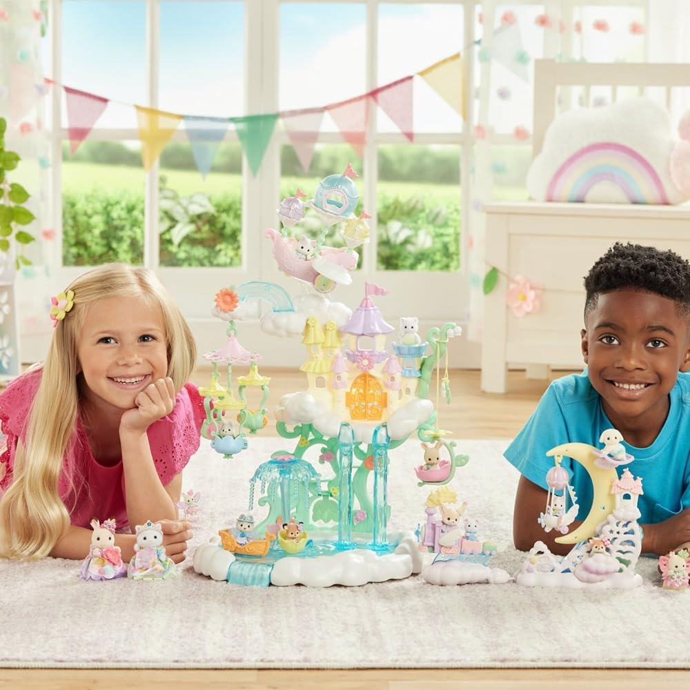 Detalle de Sylvanian Families Skytop Feeënkasteel speelset met bloemenattracties