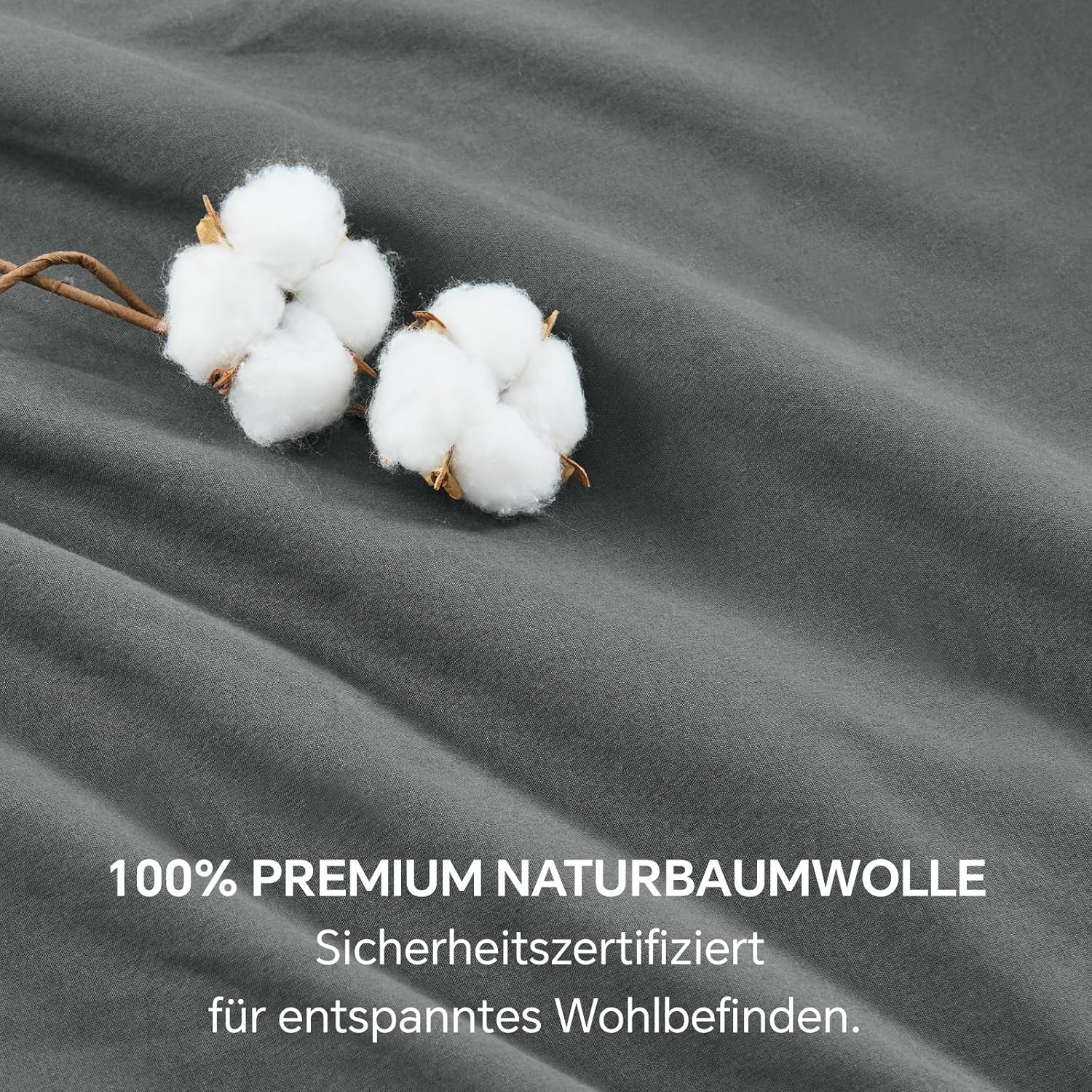Thumbnail 4 de BEDELITE Bettwäsche 3-teiliges Set 200x220 cm aus Baumwolle – Grau/Anthrazit, Reißverschlüsse