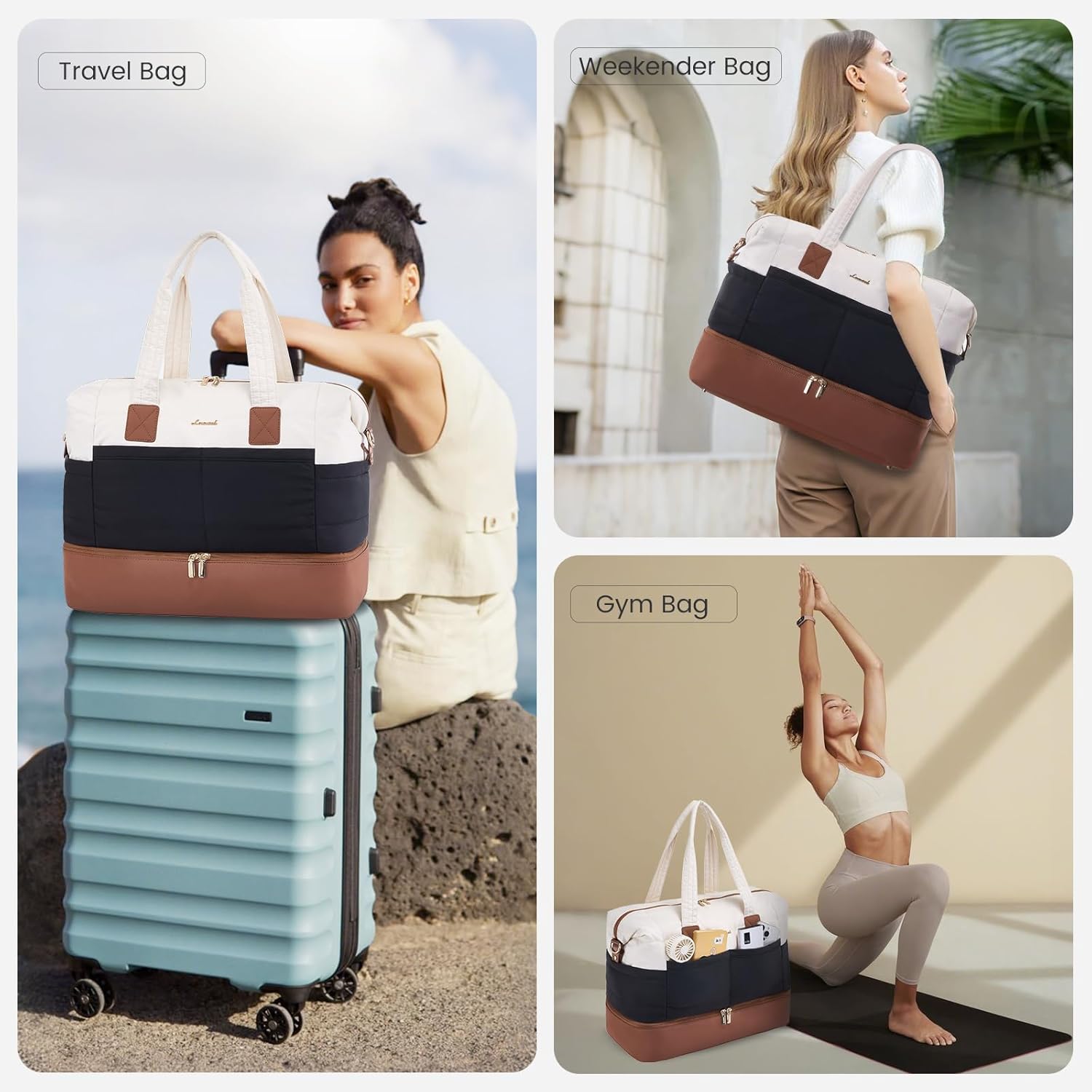 Thumbnail 6 de LOVEVOOK Travel Duffle Bag: 40L Puffer Weekender with Shoe Compartment (2-Pack)