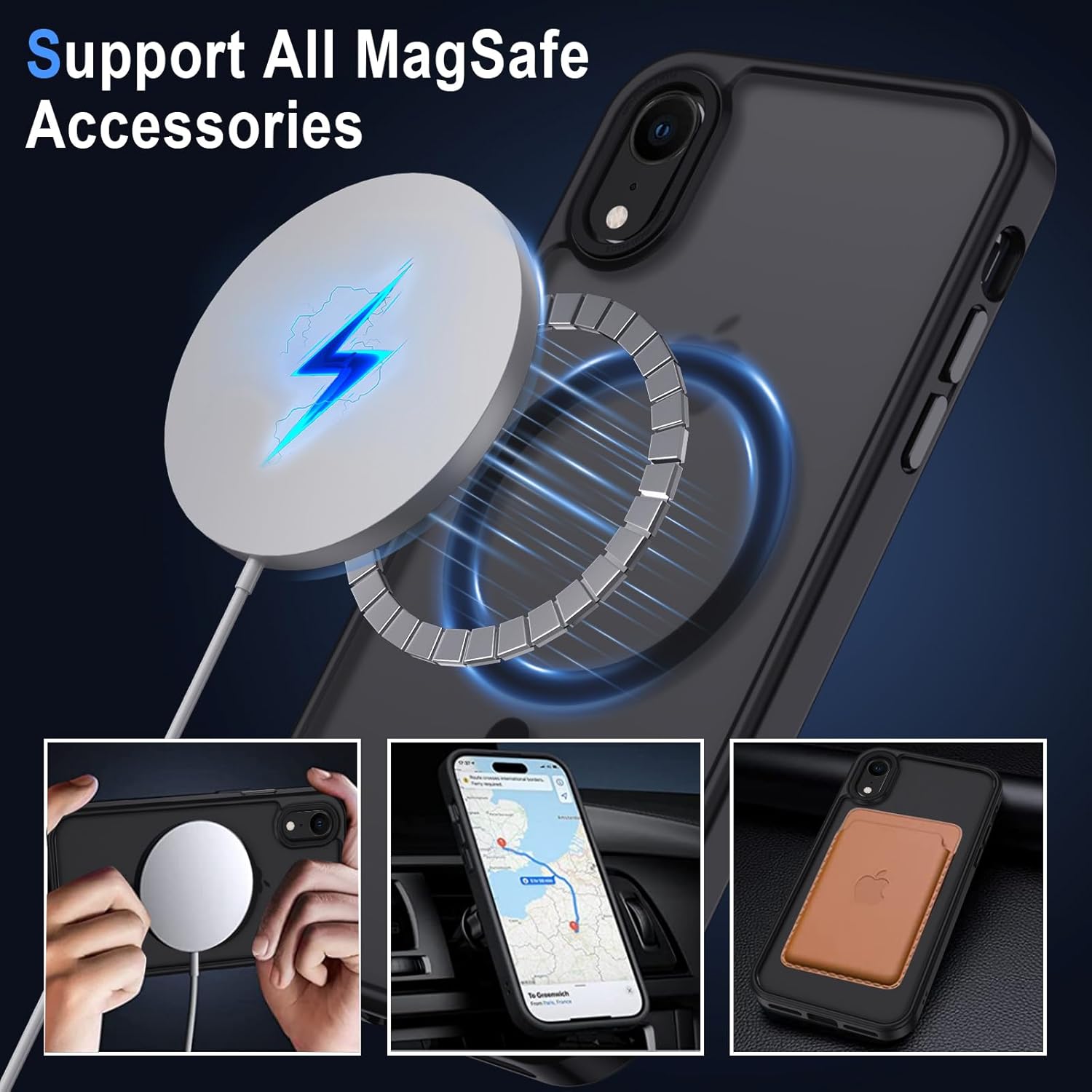 Thumbnail 1 de XTCASE Cover magnetica per iPhone XR — Custodia TPU/PC con retro opaco trasparente e MagSafe