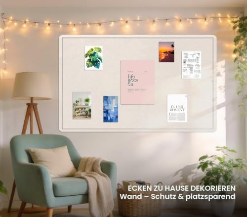 Detalle de Pinnwand Filztafel 88 × 59 cm von HEDOBCESO mit 20 Pinnnadeln – faltbar, selbstklebende Sichttafel