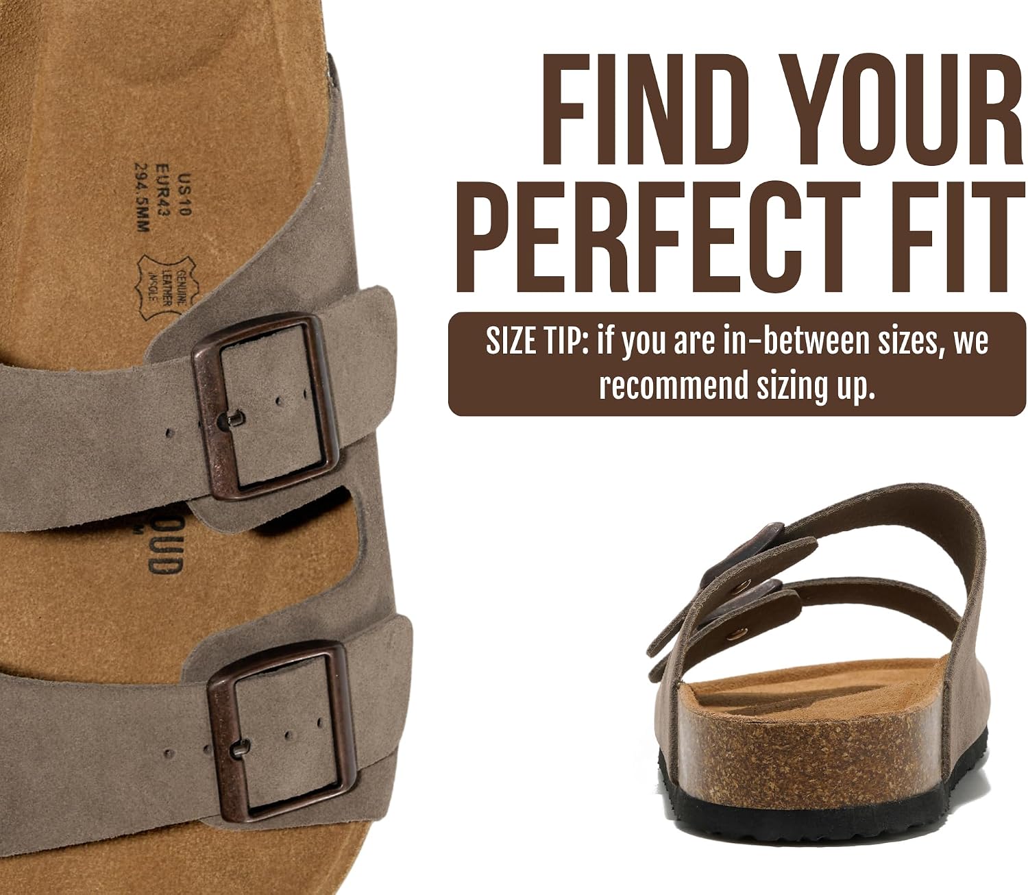 Detalle de Project Cloud Heritage Sandal: 100% Genuine Leather, Memory Foam Insole, Cork Footbed