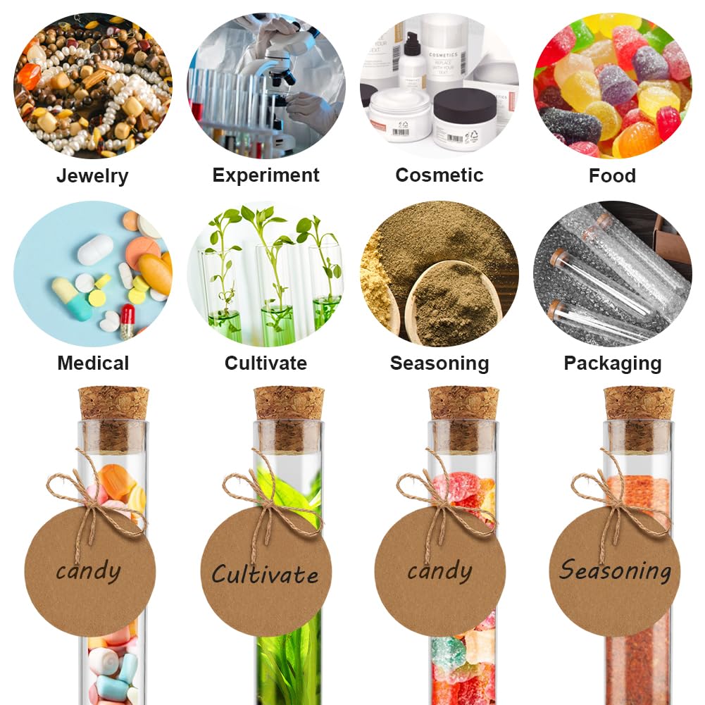 Detalle de OFFCUP Plastic Test Tubes, 40 Pack, 16 x 150mm with Cork Stoppers