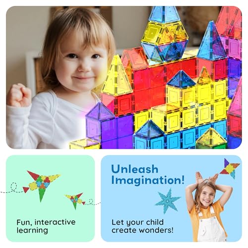 Thumbnail 7 de PicassoTiles 100 Piece Magnetic Tiles: Clear 3D Building Blocks for Kids 3+