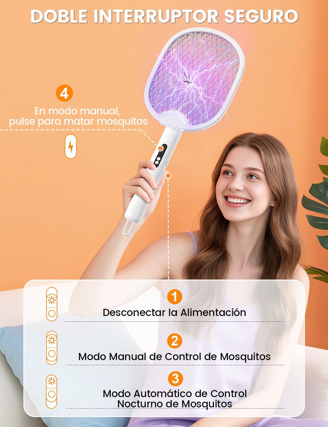 Detalle 2 de WOCVRYY Raqueta Eléctrica 4000 V 1800 mAh