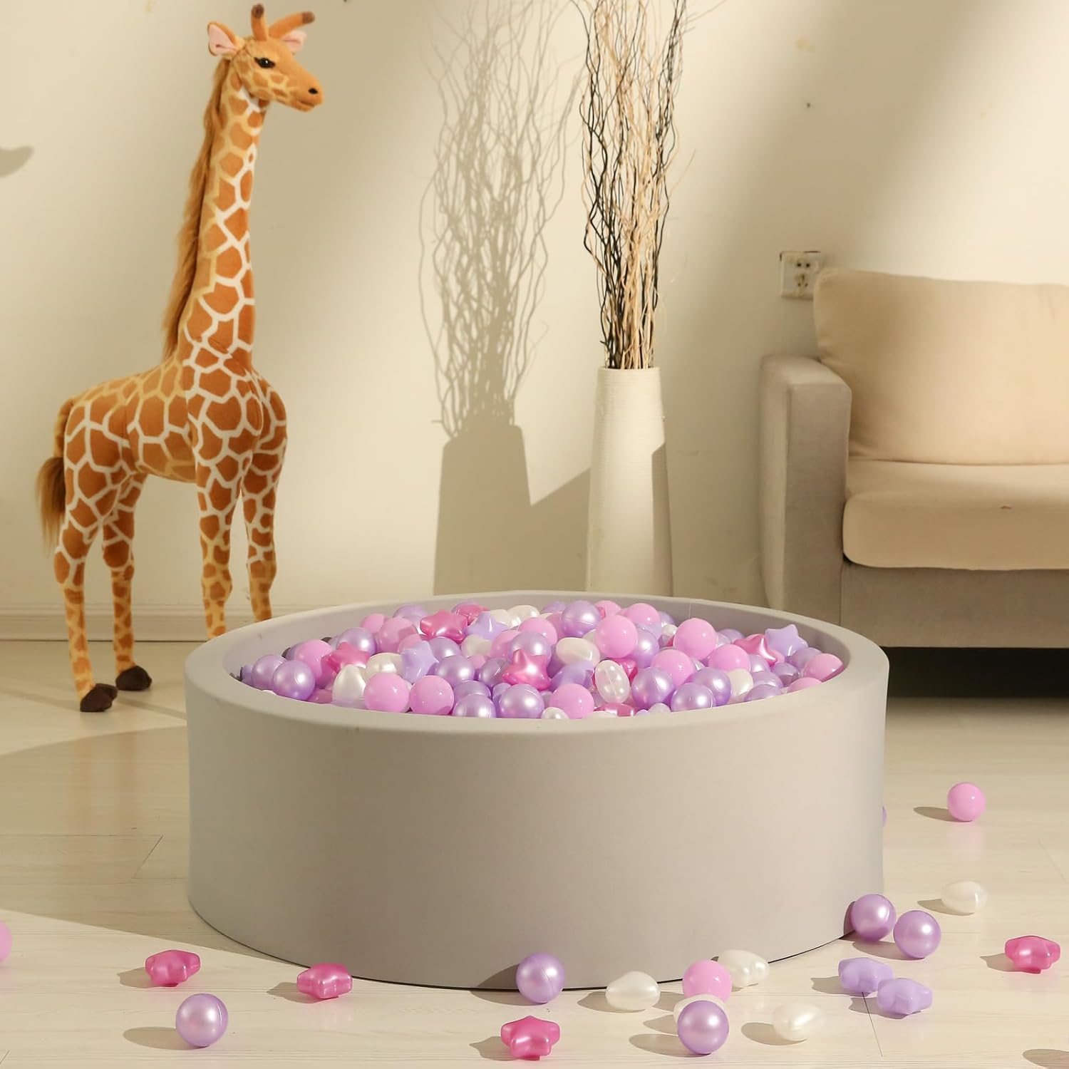 Detalle de GOGOSO 500-Piece Ball Pit Balls (Stars & Hearts) for Toddlers