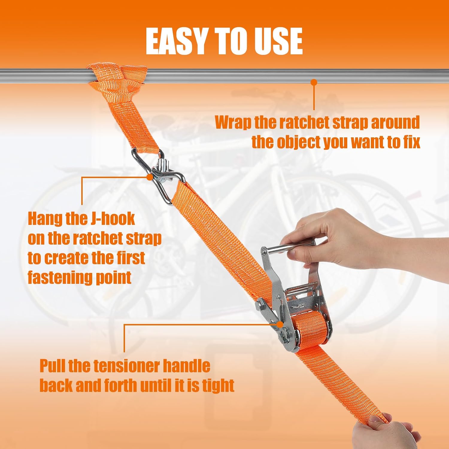 Thumbnail 4 de IAZZCO 2 x 2000KG Ratchet Straps with Hooks (6m x 40mm) — heavy-duty tie downs for motorcycles, cars, trailers and more