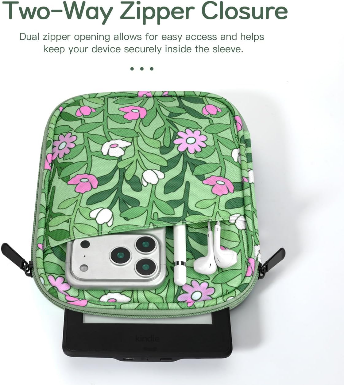 Thumbnail 5 de Vinabilia 6-7 Inch Protective Sleeve Carrying Case for 7" Kindle & 6" E-Readers (Cyan+Flower)