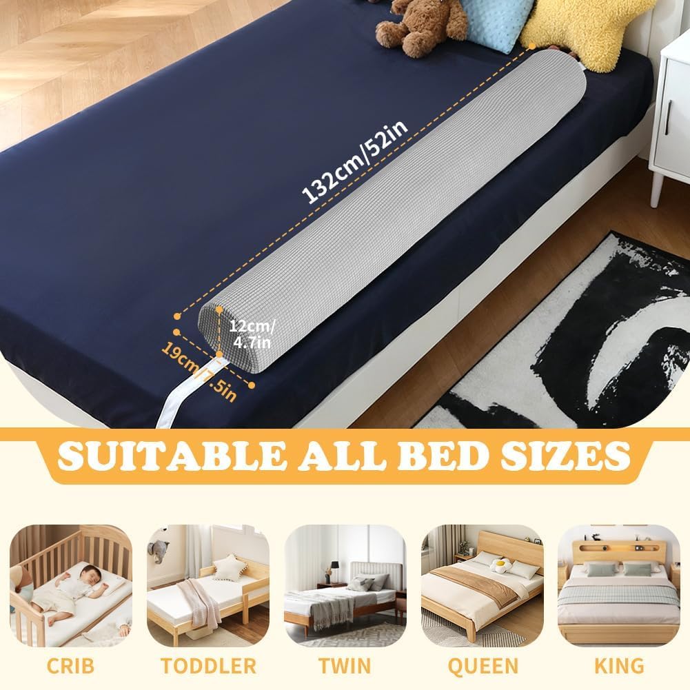 Thumbnail 3 de DUJUIKE Bettschutzgitter aus Memory-Schaum (Hellgrau), 132 cm – weiche Bettumrandung für Kleinkinder