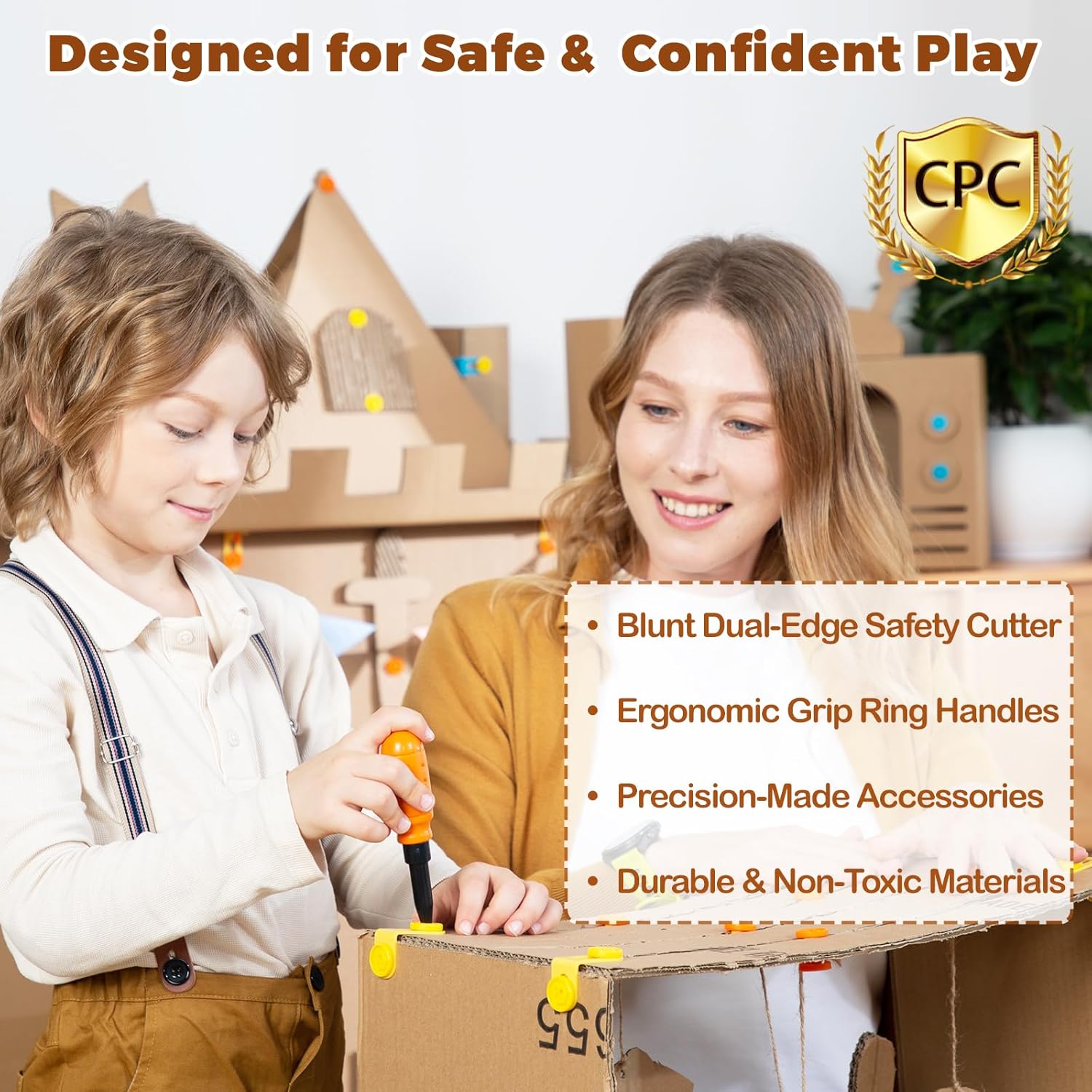 Thumbnail 6 de ZLemma Cardboard Construction Kit – 401 PCS Kids DIY Build Set with Safe Serrated Cutter, Crease Roller, Screws & Nuts