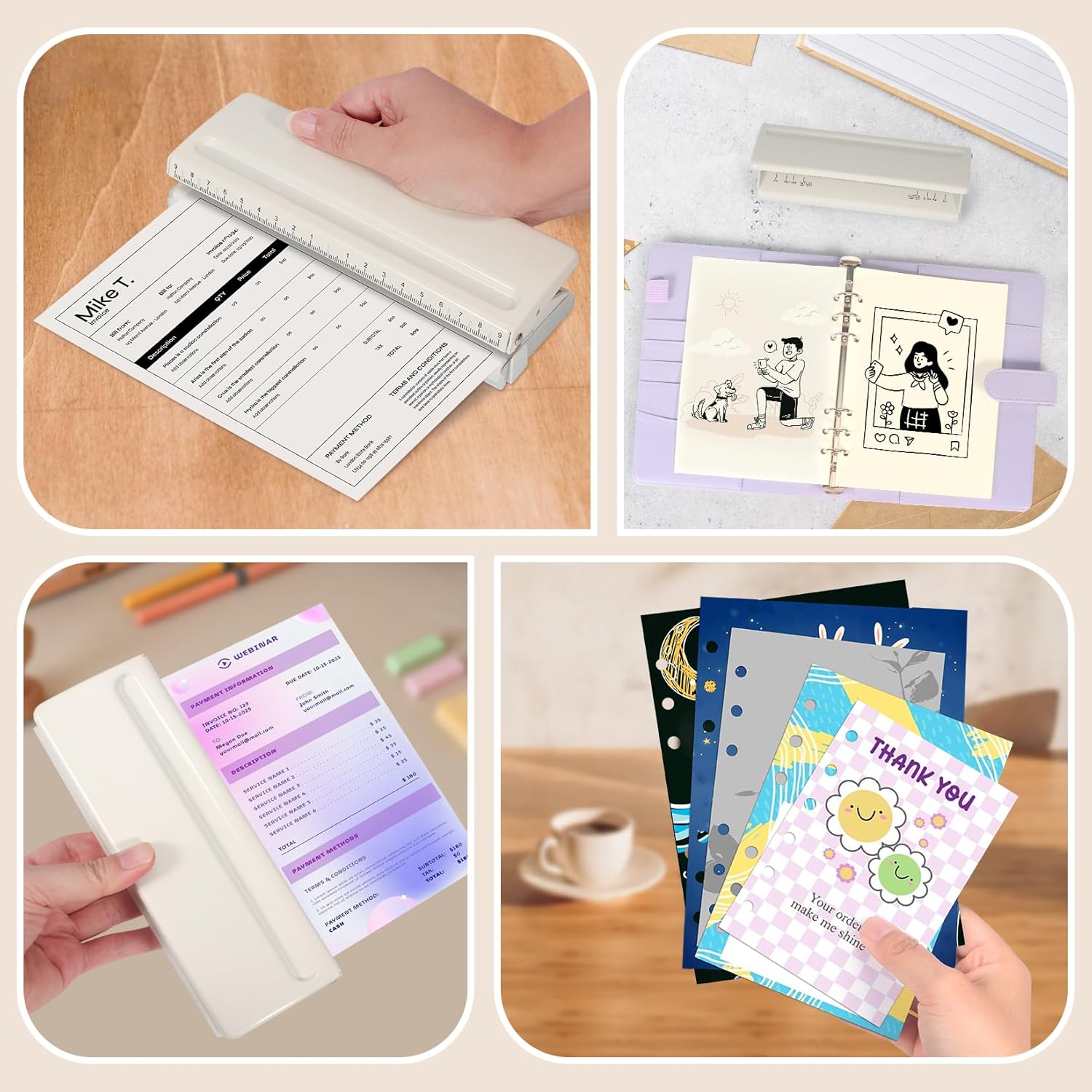 Thumbnail 5 de 6-Hole Paper Puncher All Metal Adjustable