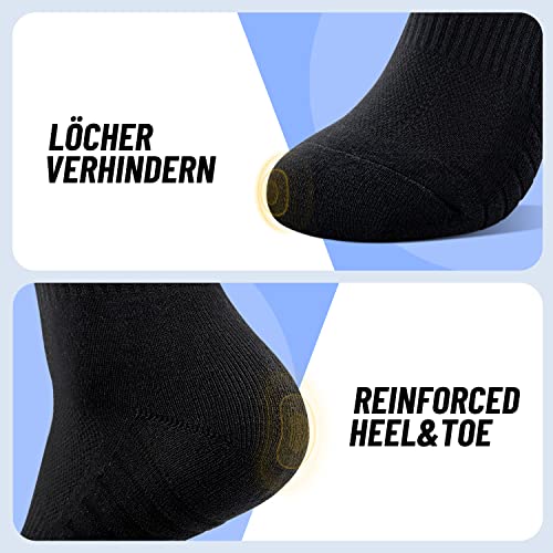 Detalle de TUUHAW Black Socks – Men's and Women's Sports Crew Socks (6 Pairs) Cotton Blend